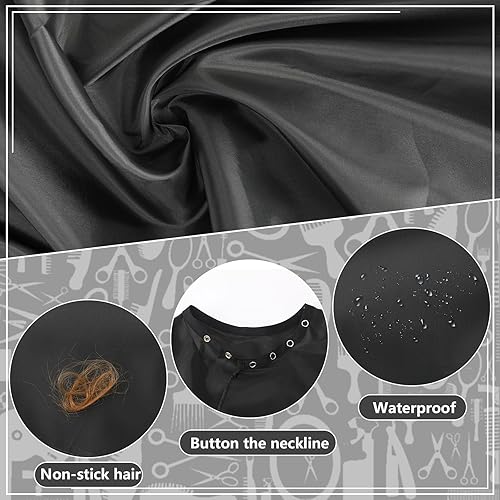 Miniatura 3 de FEBSNOW Kit de capa de corte de cabello, capa de peluquería profesional con cepillo para el cuello para adultos, impermeable, capa de peluquería con