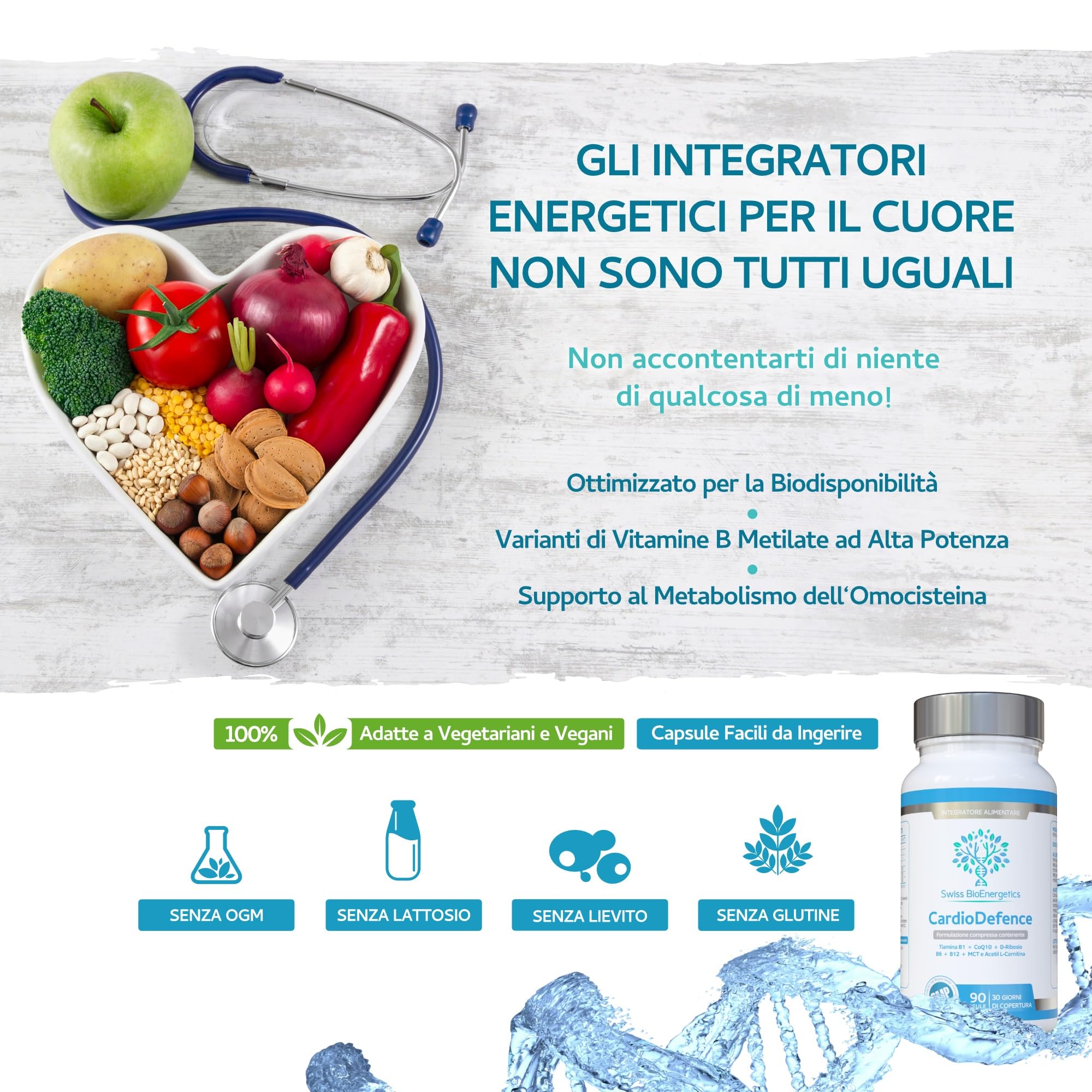 CardioDefence - 90 capsule - un preciso equilibrio di CoQ10, D-Ribosio, Acetil L-Carnitina, vitamine B e MCT per contribuire alla normale funzione del cuore e ridurre la stanchezza