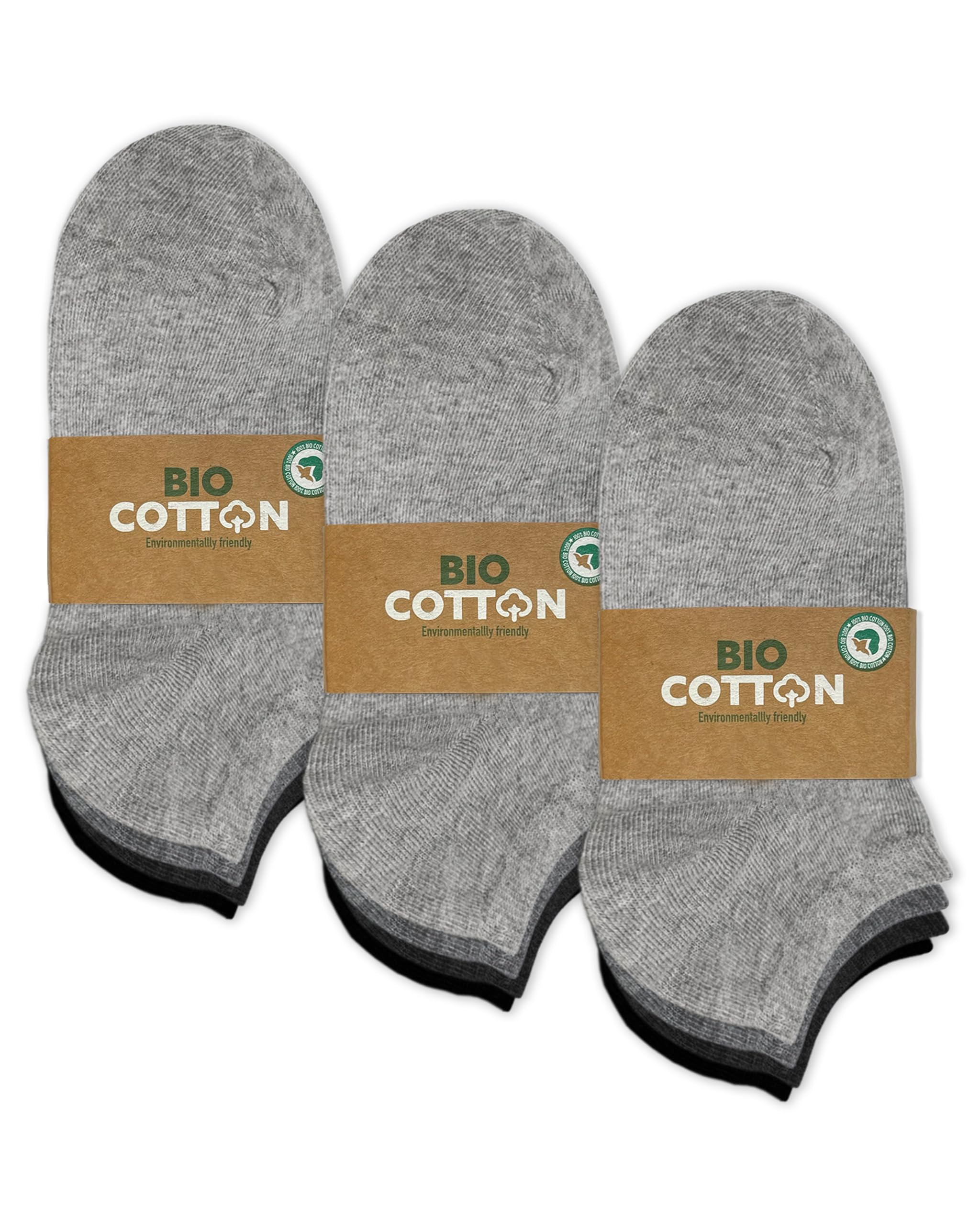 Mehrstrumpf Boys 12 Pairs (Multi-Grey) 8/12 Pairs Children 100% Organically Grown Sneaker Socks & Girls Without Seam (Model: Biolivia), 23-26