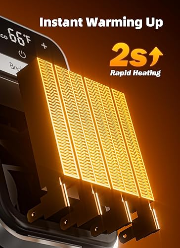 Miniatura 2 de Brightown Calentador enchufable de 800 W con control remoto, calentador de espacio de salida con pantalla LED táctil, pequeños calentadores de pared