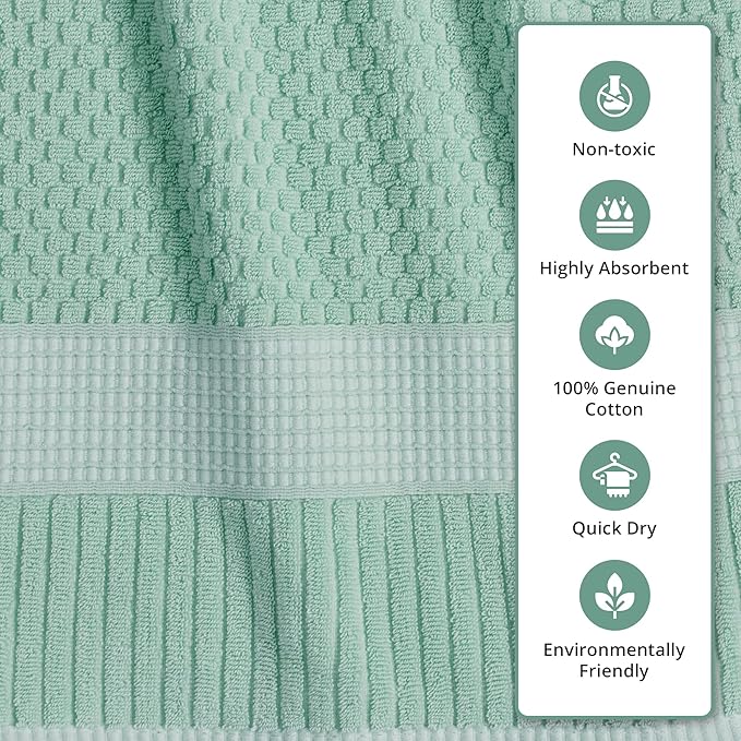 NY Loft 100% Cotton Bath Towel 4 Pack | Super Soft & Absorbent Quick-Dry Bath Towels 30" x 52" | Textured and Durable Cotton | Premium Thick Towels | 4 Pack Bath Towel - Stormy Sea