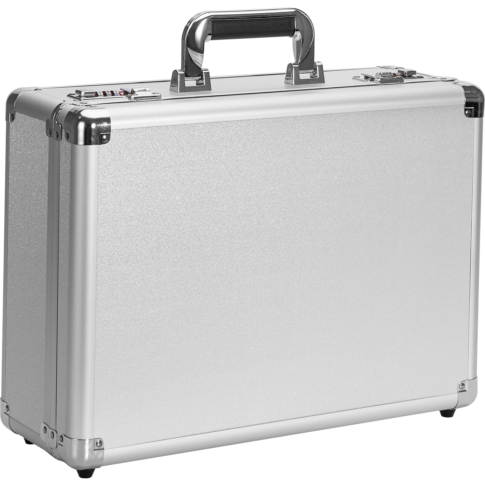 lockcurx file organizer storage box - 18.9 x 14.6 x 6.3 inch x-large, portable locking storage totes with dual combination locks for cash, documents & valuables - silver