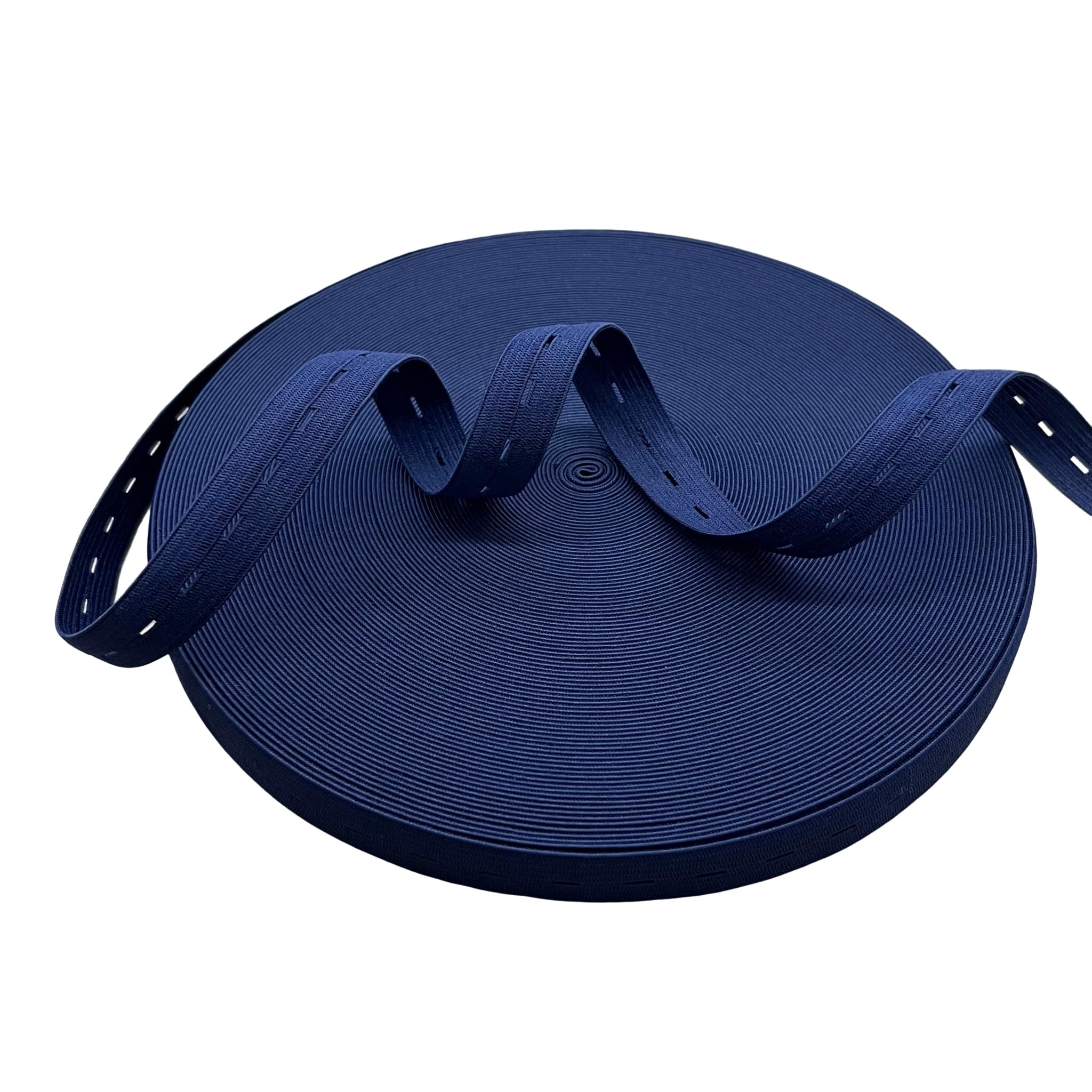 5/8inch Wide Adjustable Elastic Band with Holes Sewing Knit Stretch Buttonhole Elastic Band for DIY Crafts 10yard (Navy)