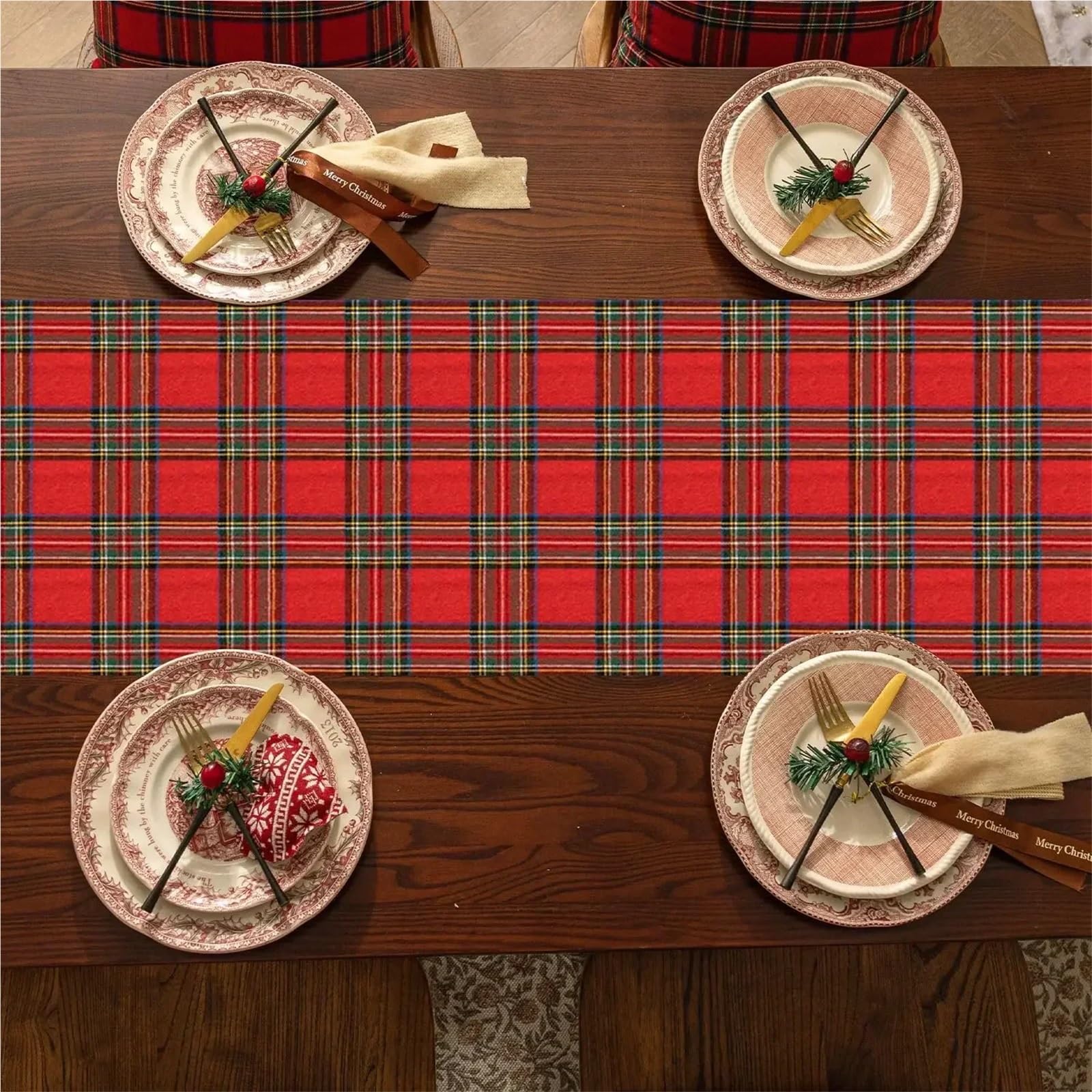Elegante e lussuoso Runner da tavolo natalizio, tovaglia scozzese in tartan scozzese, Decorazioni per la casa for tavolo da pranzo for la Cucina di casa, for la copertura del tavolo della festa di Nat