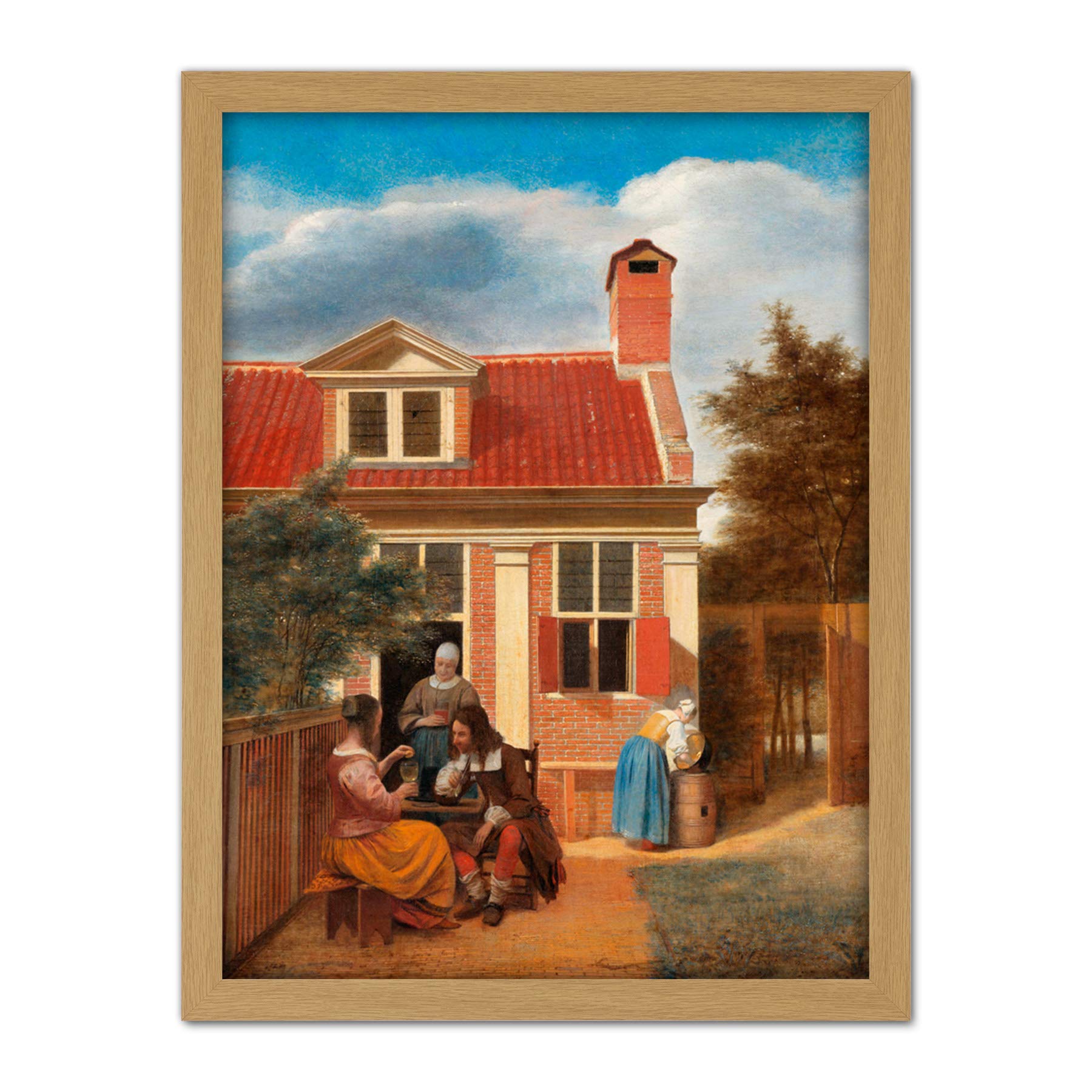Artery8 Pieter De Hooch Figures In Courtyard Behind House Artwork Framed Wall Art Print 18X24 Inch