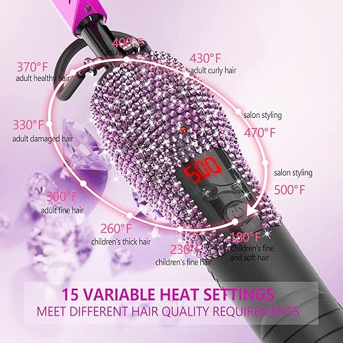 Miniatura 2 de Peine caliente eléctrico de 500  para pelucas, alisador de cabello con peine caliente, peine de calefacción de diamante, apagado automático de 60