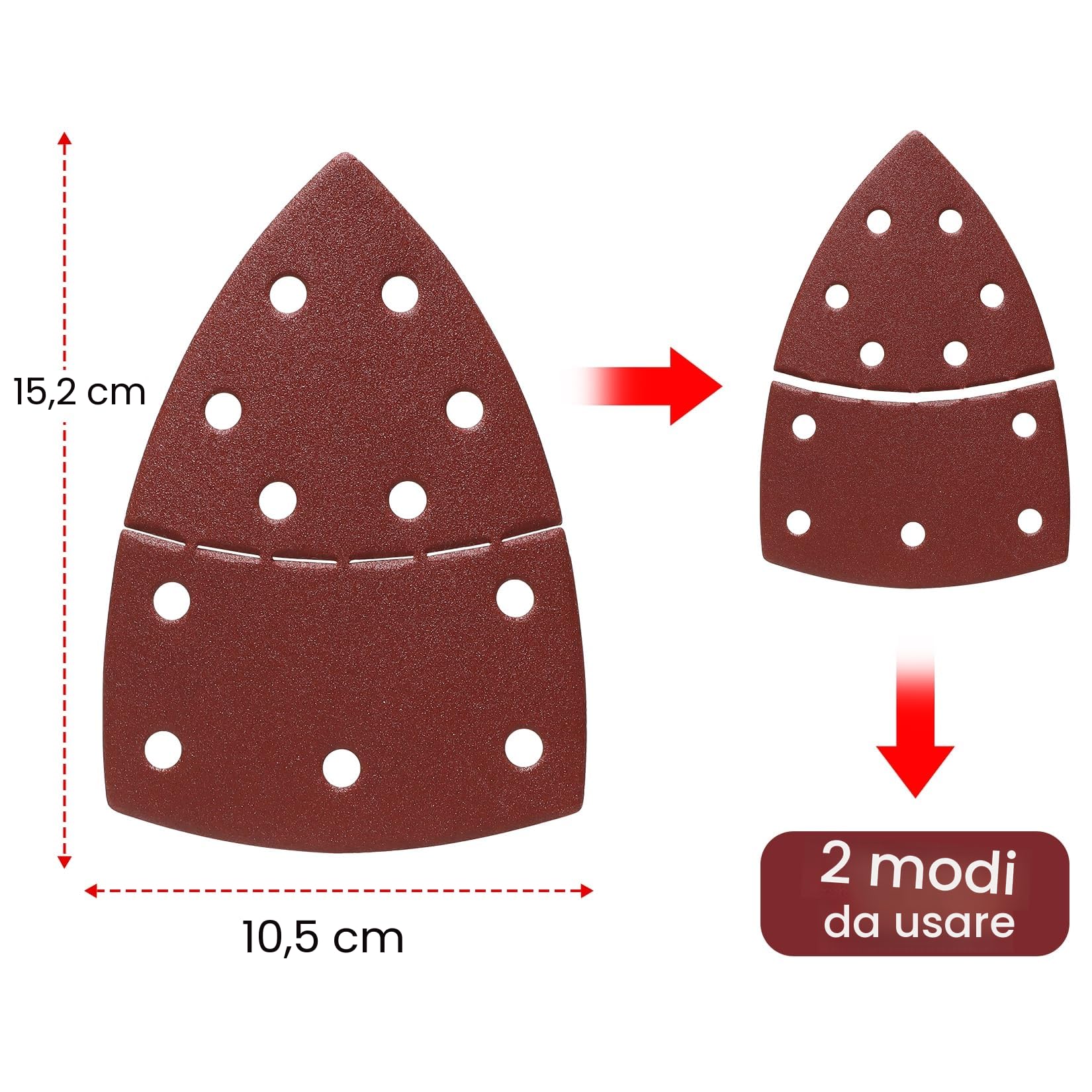 SHALL Set da 120 fogli abrasivi triangolari 105x152mm per levigatrice mouse, grane 40-240