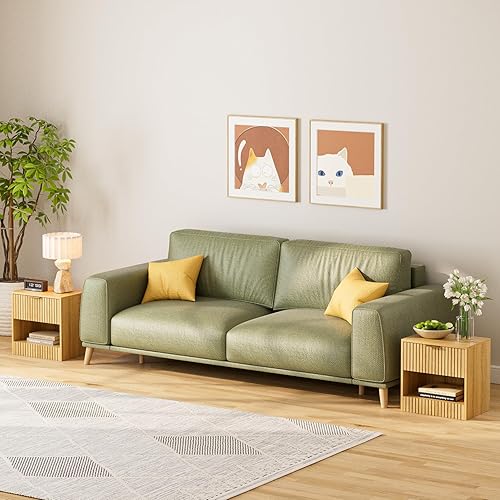 Miniatura 8 de Mesita de noche pequeña, mesita de noche moderna, mesita de noche con cajón y estante abierto, diseño de cubo, mesa auxiliar pequeña para