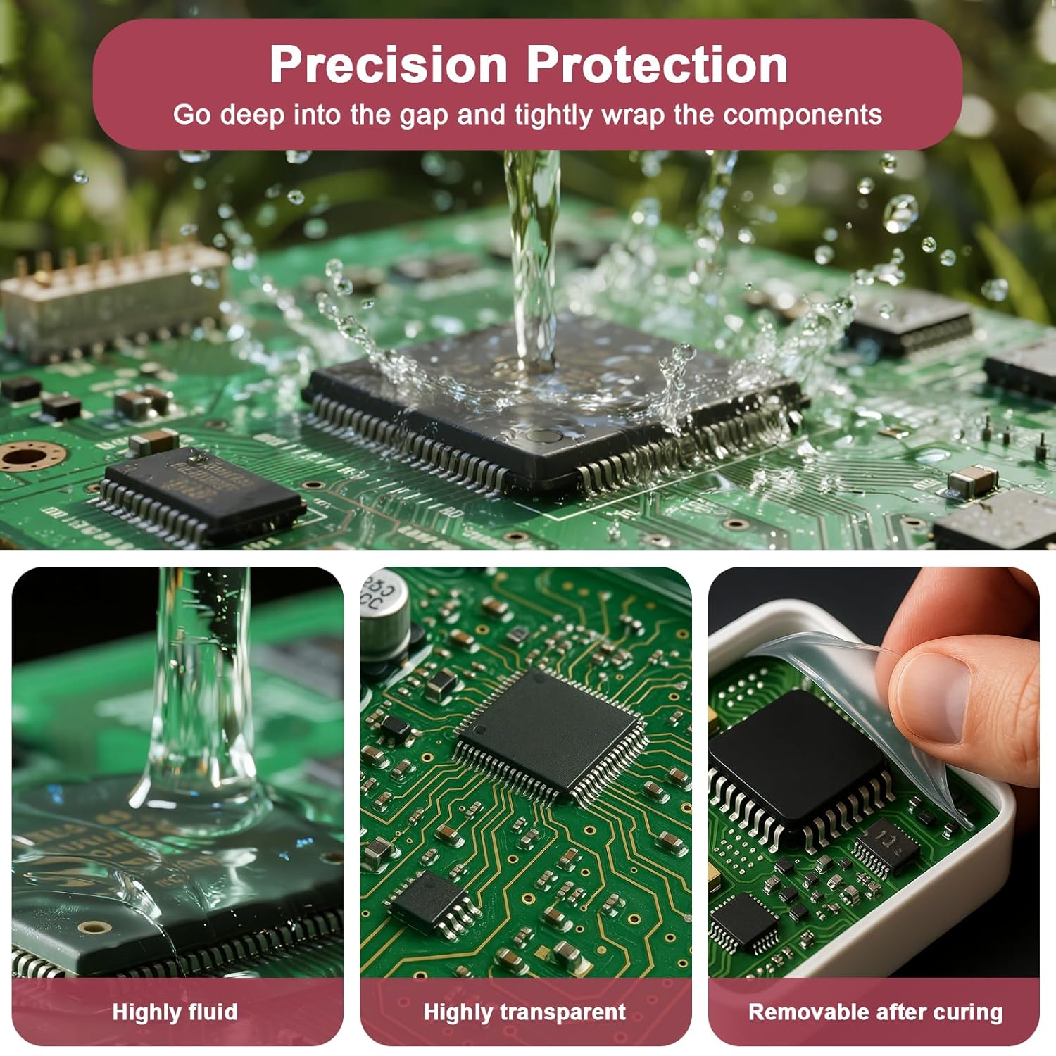 1DFAUL Conformal Coating Kit, 2 x 200ml Potting Compound for Electronics, Thermal Conductive Clear Insulating Sealant Protects Transformers, Circuit Board from Moisture, Dust & Vibration