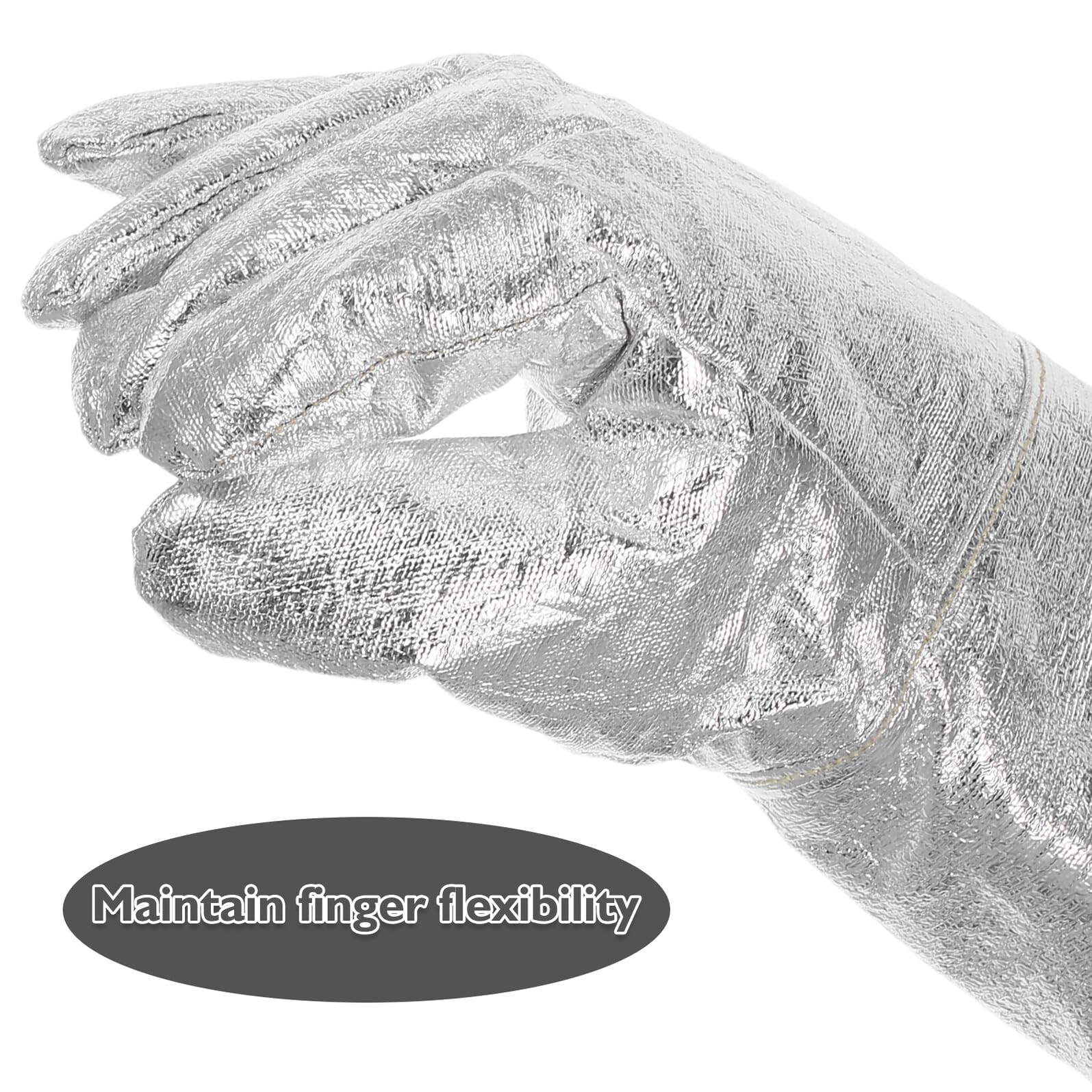 Guantes de Protección Laboral Resistentes al Calor con Aislamiento de Aluminio para Fundición y Soldadura Guantes de Trabajo Ergónomicos y Duraderos para Manejo Seguro Plantas y
