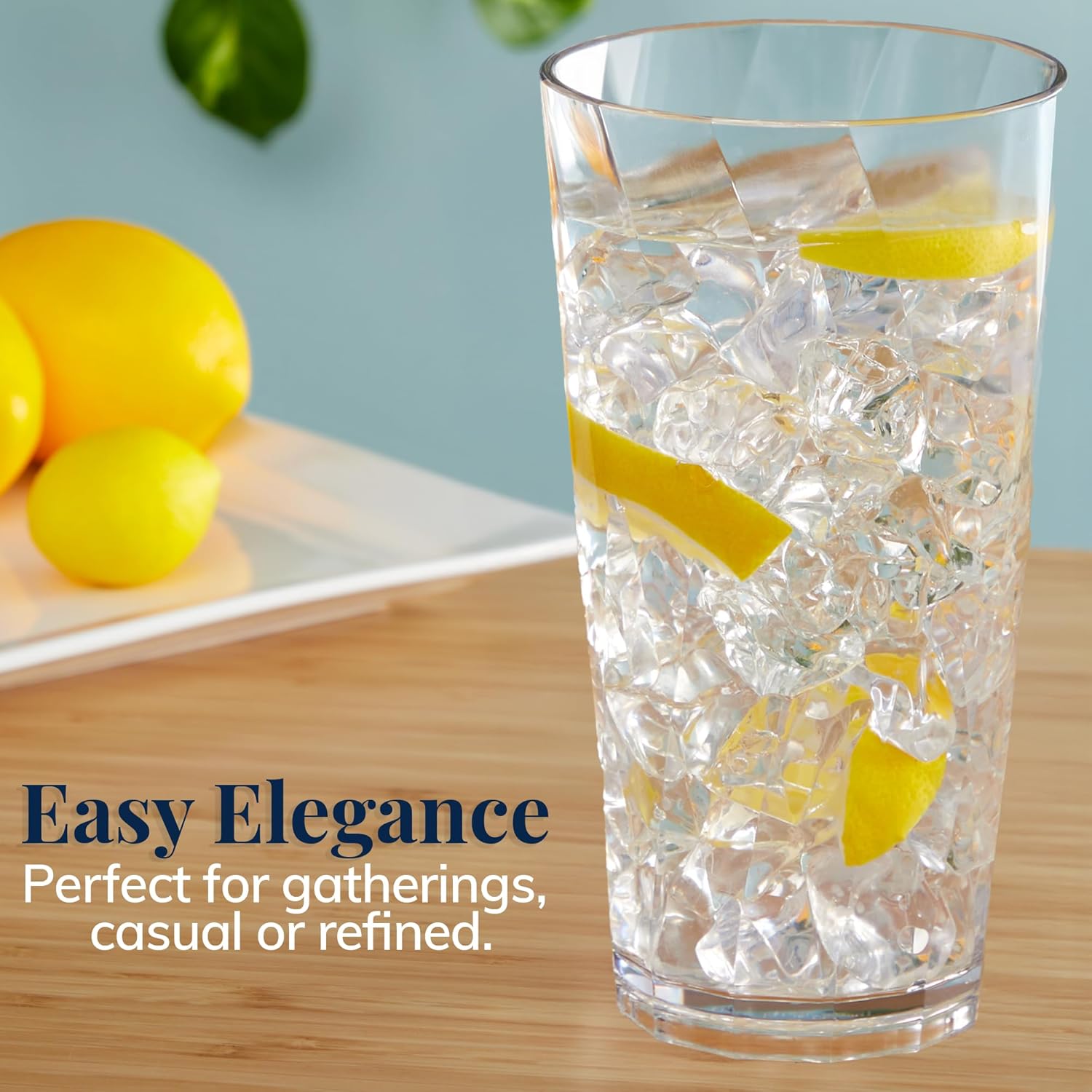 US Acrylic Optix Plastic Reusable Drinking Glasses (Set of 8) 20oz Water Cups in Clear | BPA-Free Tumblers, Made in USA | Top-Rack Dishwasher Safe - Image 5