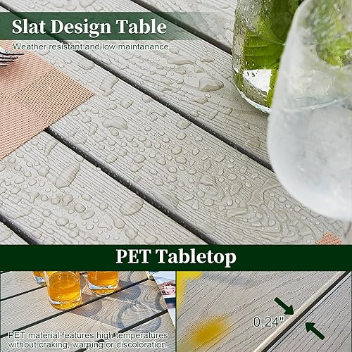 Miniatura 3 de Astomi Juego de muebles de patio al aire libre juegos de comedor de patio de 9 piezas, mesa de patio al aire libre y sillas para todo tipo de clima,