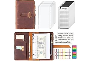 Leather Binder Budget Planner With Cash Envelopes