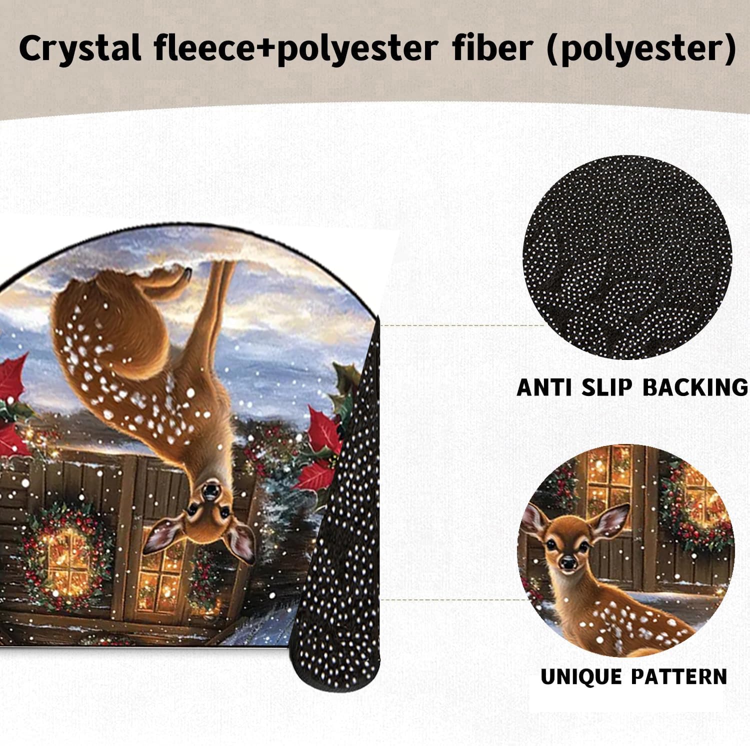 Escena Navideña con Muñeco De Nieve Alfombra De Entrada Semicircular Interior Alfombra De Área Medio Círculo para Suelo Baño Sala De Estar Dormitorio Cocina Chimenea,A,100 * 160cm