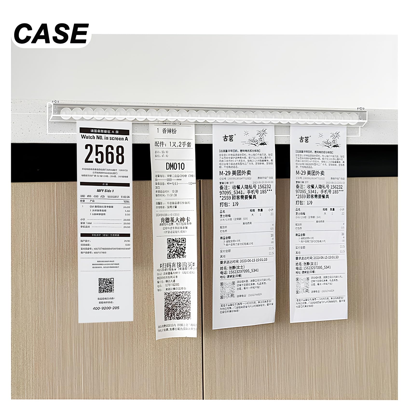 Paquete de 3 soportes apilables para recibos para restaurante, soportes para boletos de pedido sin taladro, para paredes de restaurante, refrigerador, hogar, cocina, pubs, oficinas, bares, cafeterías