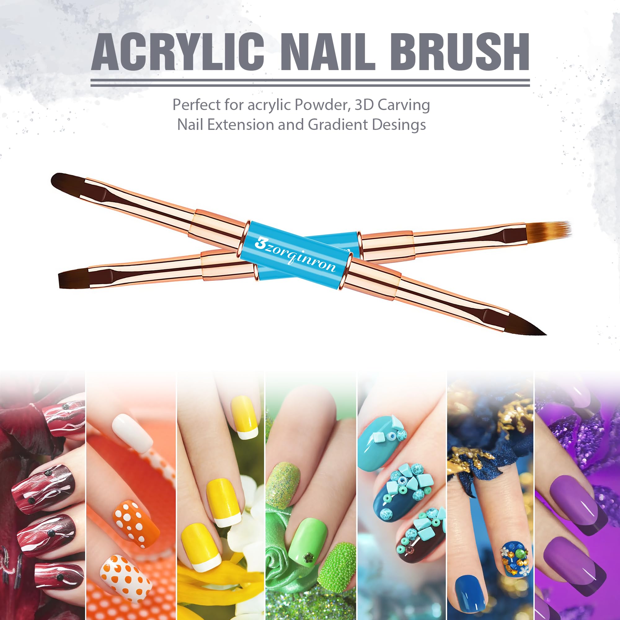 Nagelkunst-Pinsel für Nagelkunst, professionelles 5-teiliges doppelseitiges Acryl-Nagelpinsel-Set für Details, lange Linien, Ombre- und 3D-Design, perfekt für DIY-Maniküre und Salons (blau)