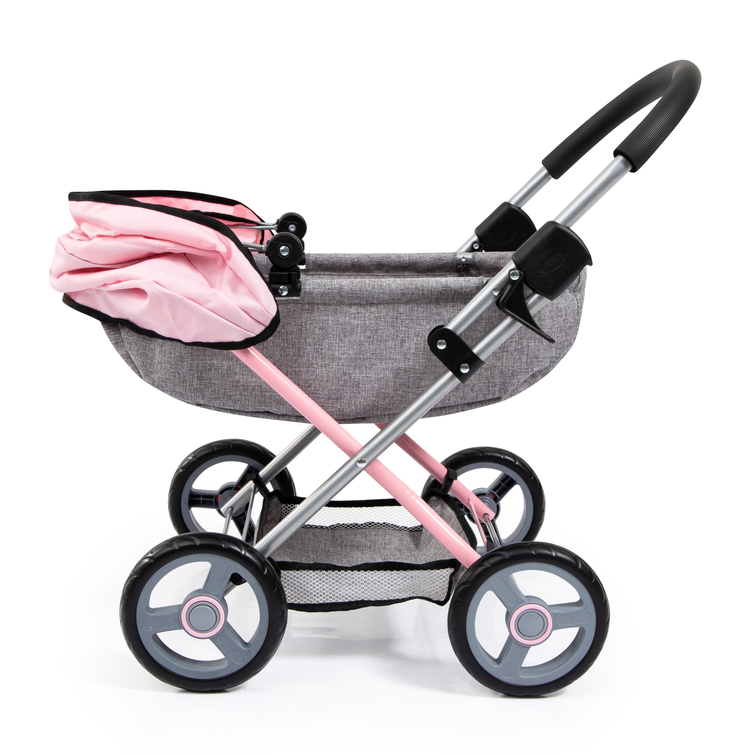 Bayer Design 12733AB Puppenwagen Cosy, faltbar, mit Puppe 36 cm, Decke, Kissen, Tasche, Flasche und Schnuller