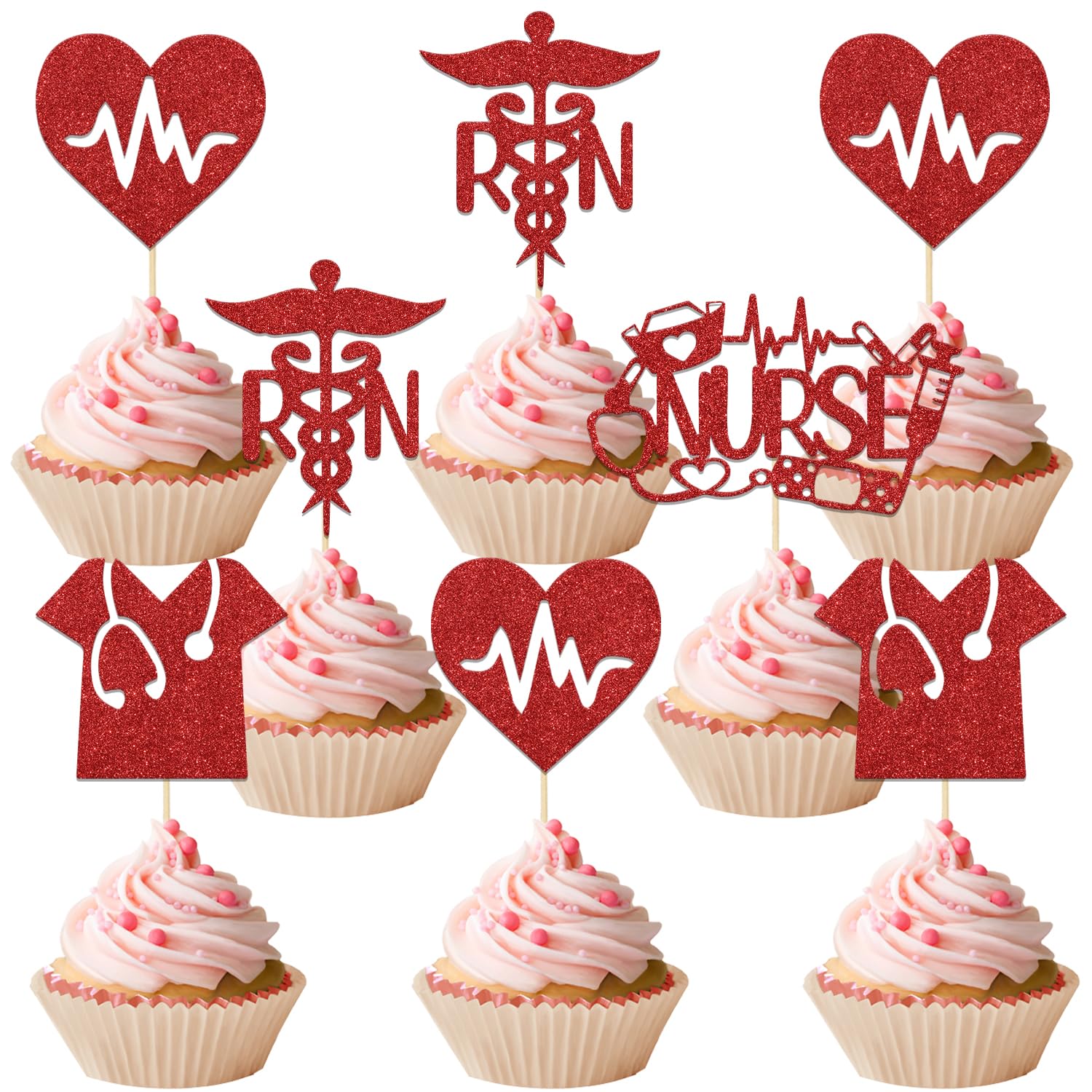 Nurse Cupcake Toppers,Nursing School Graduation Party Decorations,2024 Nurse Graduations Party Decor,Medical Nurse Grad Themed Birthday Party Supplies