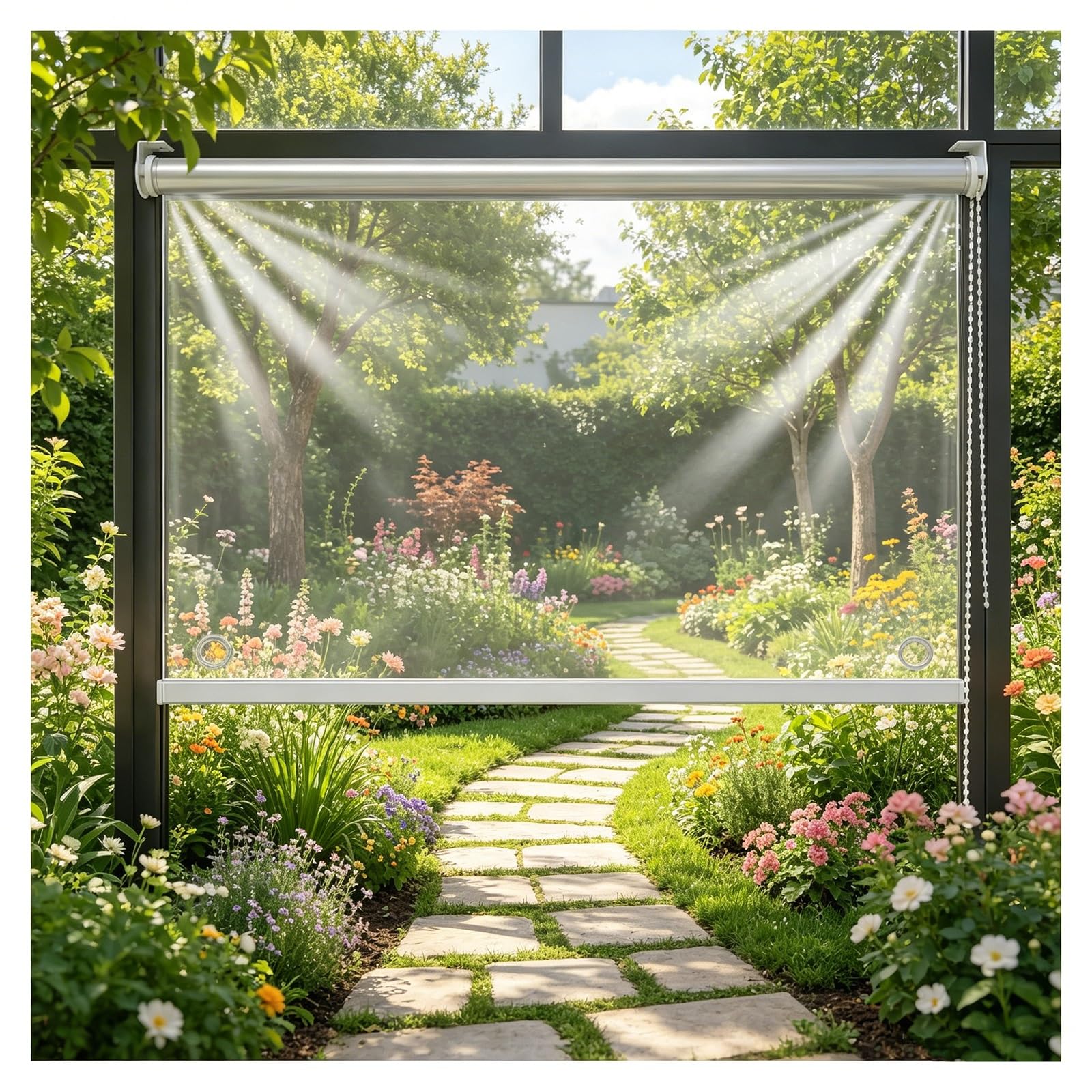 Transparent waterproof roller blind，outdoor clear vinyl roll shades，Heavy Duty Waterproof Roller Shades，Hotel Office Partition，windproof，0.5mm Partition Rain Curtains(W85*H160cm/W33.4*H62.9in)