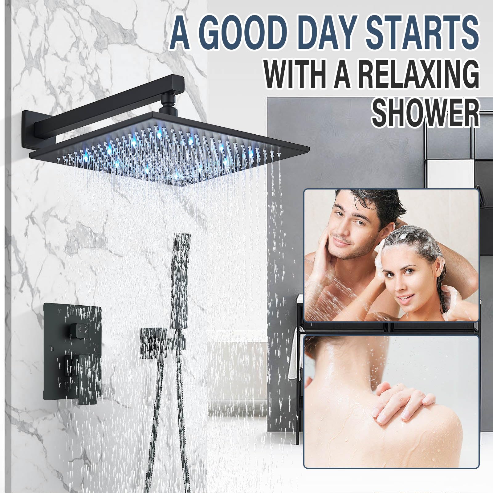 Cabezal De Ducha Tipo Lluvia Led Saeuwtowy De 12 Pulgadas Co | Envío Gratis