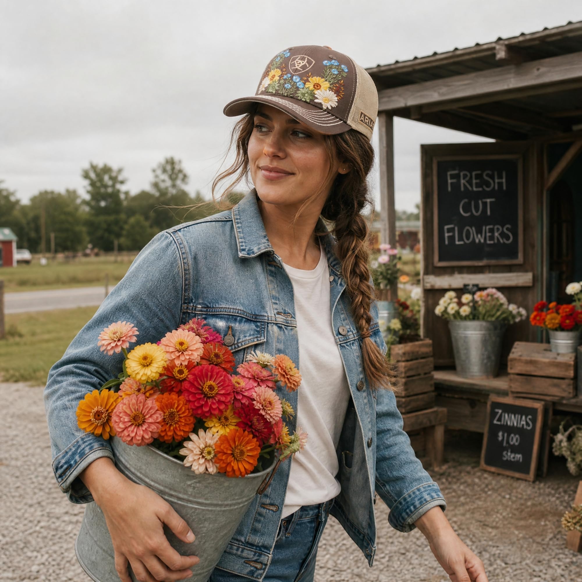 Ariat Casquette Vintage Fleurs Marron Femme