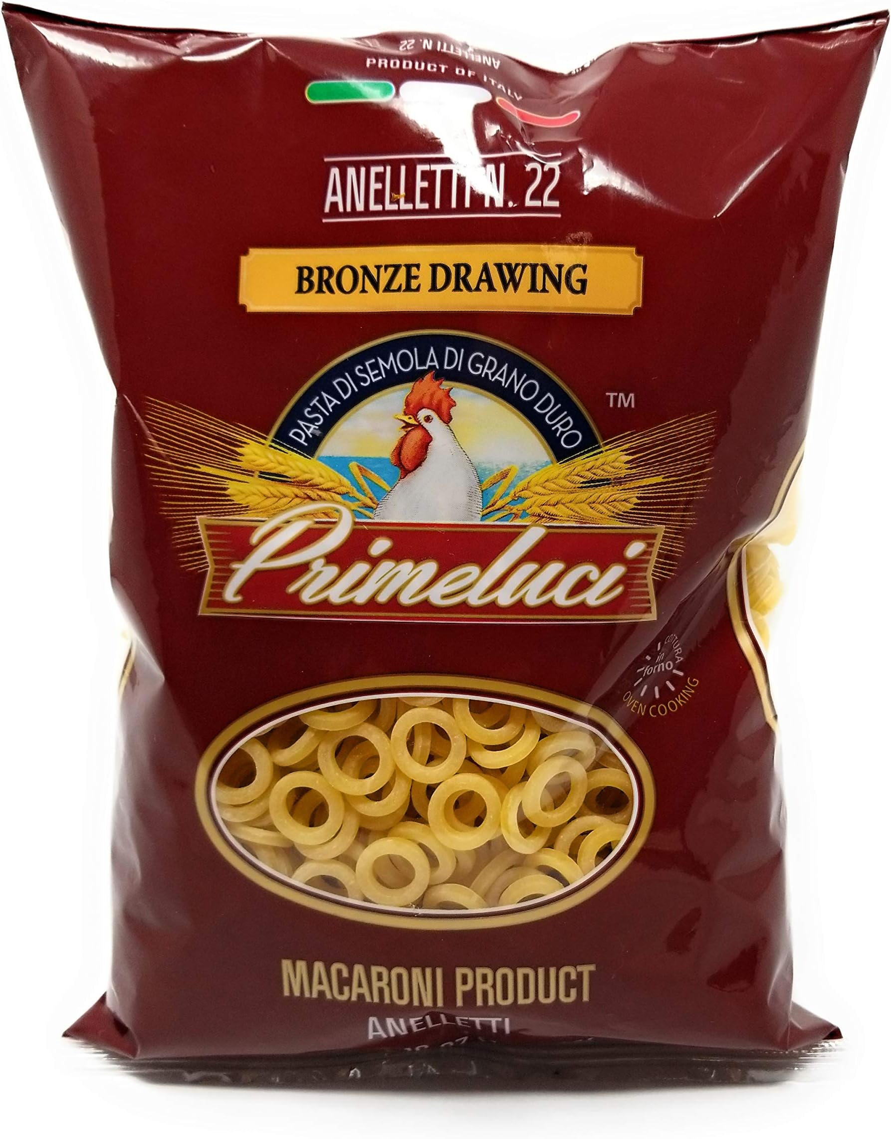 Primeluci Anelletti Durum Wheat Semolina Pasta - 1 lb (Pack of 4)