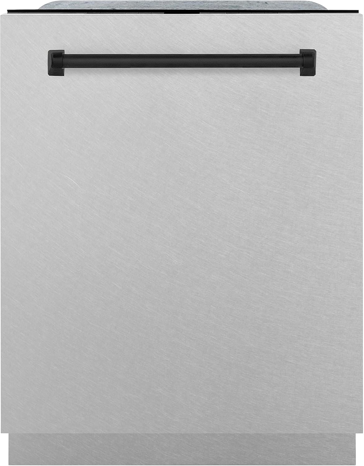 ZLINE Autograph Edition 24 in. Monument Series 3rd Rack Top Control Built-In Tall Tub Dishwasher with Satin Stainless Steel Panel and Matte Black Handle, 45dBa (DWMTZ-SN-24-MB)