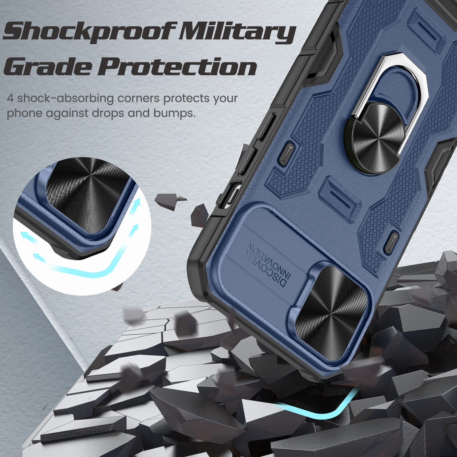 Cover Militare Antiurto Con Anello JMstore Cover Per IPhone 11 Pro, Protezione Fotocamera, Con Cavalletto In Metallo Rotante A 360°, Hard PC Back Cover E TPU Bumper Antiurto Case - Rose Oro