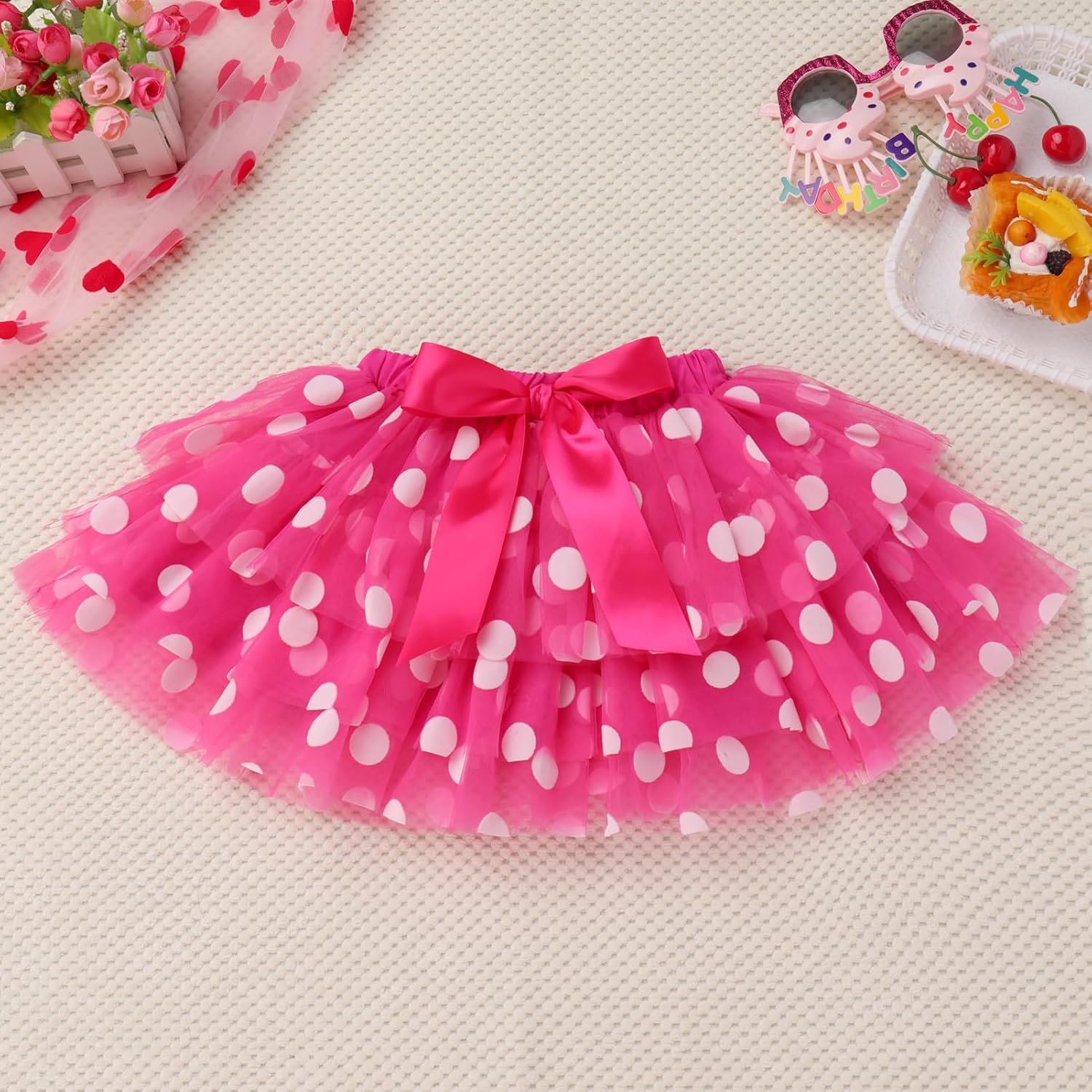 ODASDO Baby Girls First Birthday Cake Smash Outfit Cotton Short Sleeve Romper Tiered Tutu Skirt Bowknot Headband Set - Image 6