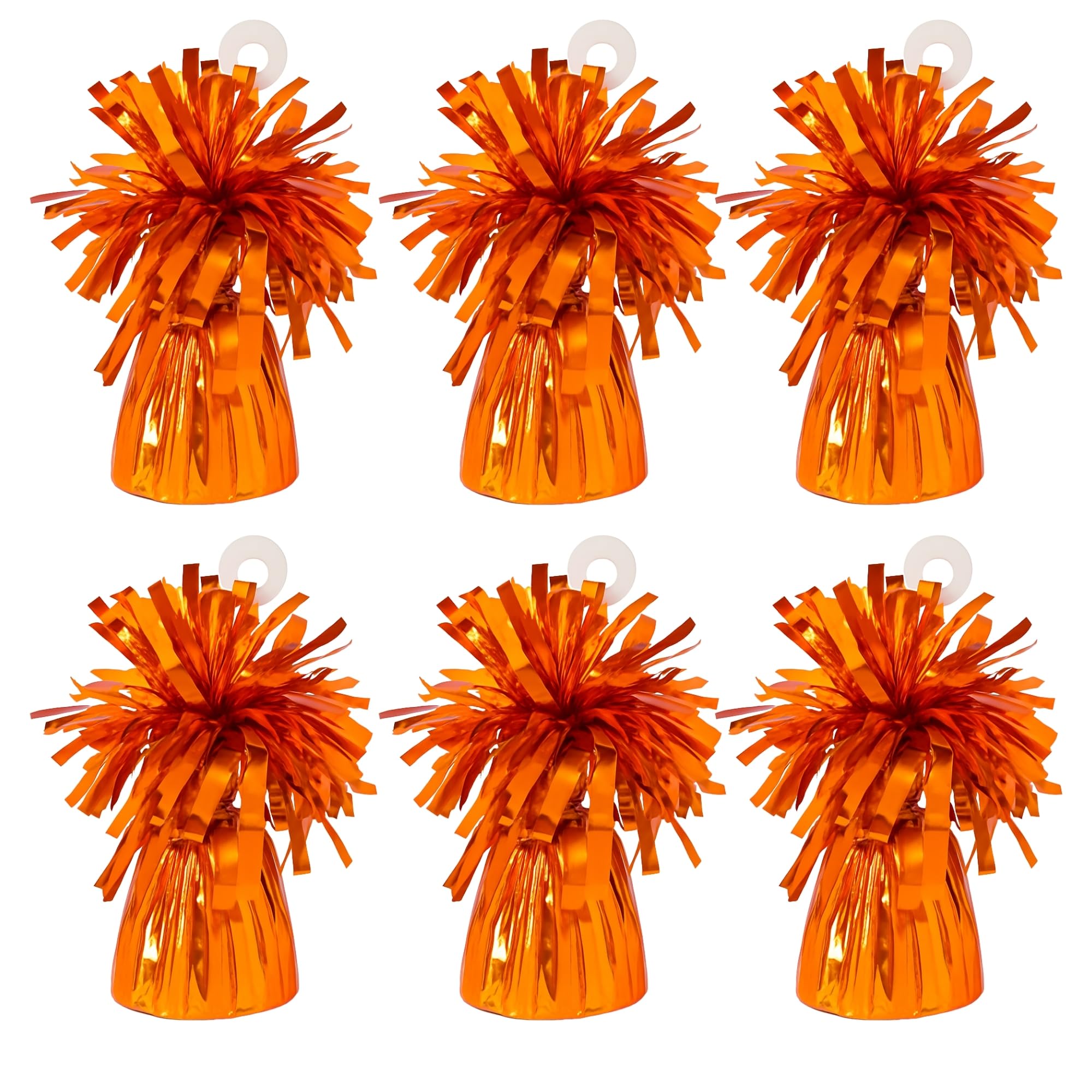 Foil Balloon Weights for Helium Balloons | Metallic Foil Balloon Holder | Birthday Parties, Events & Wedding Celebrations Decoration Accessory (Orange, Pack of 6)