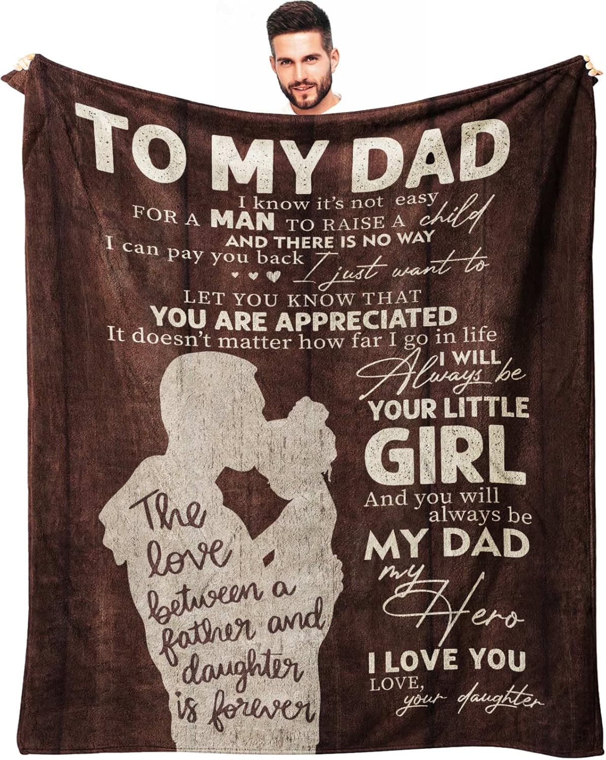 Dad Gifts from Daughter, Birthday Gifts for Dad from Daughter Blankets 60"x50", Birthday Present for Father from Kids, Best Presents for Father