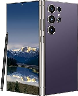 I24 Ultra 5G Unlocked Smartphone, 6.8" HD+ Display, 8GB RAM + 256GB ROM, 6800mAh Battery, 108MP+48MP Dual Camera, Android 13, Dual SIM, Face ID, Fingerprint Lock, Global 5G Connectivity (Purple)