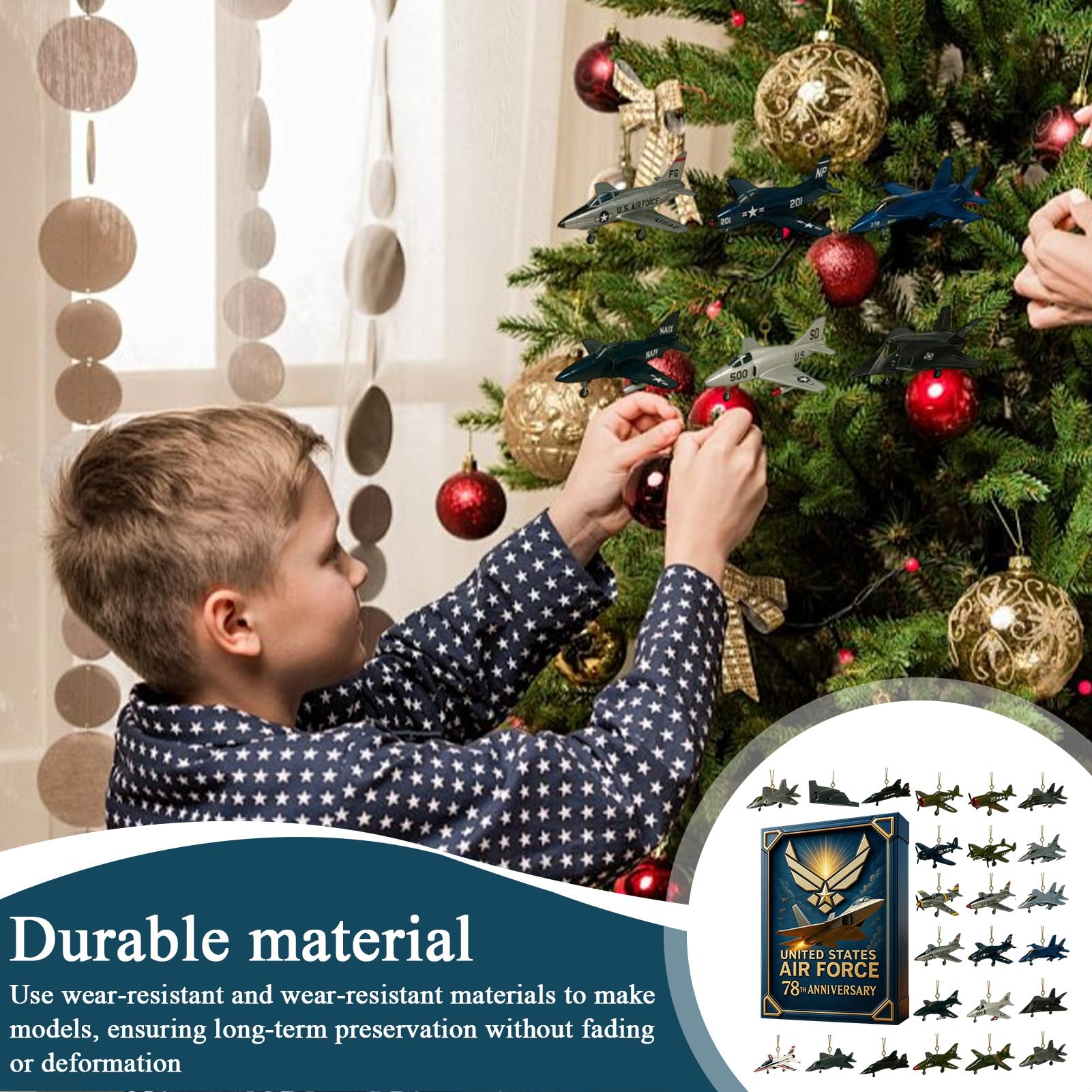 Calendario per il conto alla rovescia di Natale degli aerei 2025-24 giorni, con 24 aeroplani iconici, decorazioni per albero di Natale dell'aeronautica militare per collezionisti appassionati di
