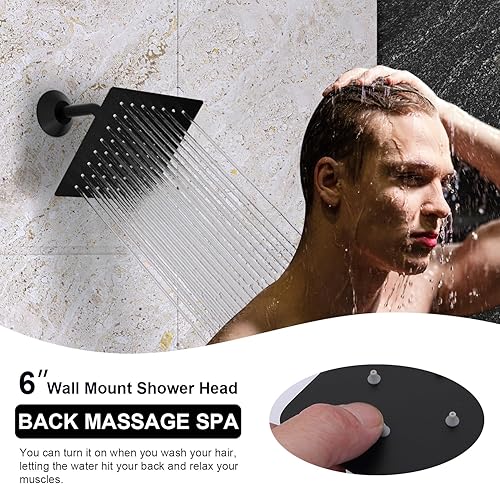 Miniatura 75 de Enga Sistema de ducha termostático doble, grifo de ducha de lluvia doble de montaje en pared de 12 pulgadas + 6 pulgadas, todas las funciones se Oro