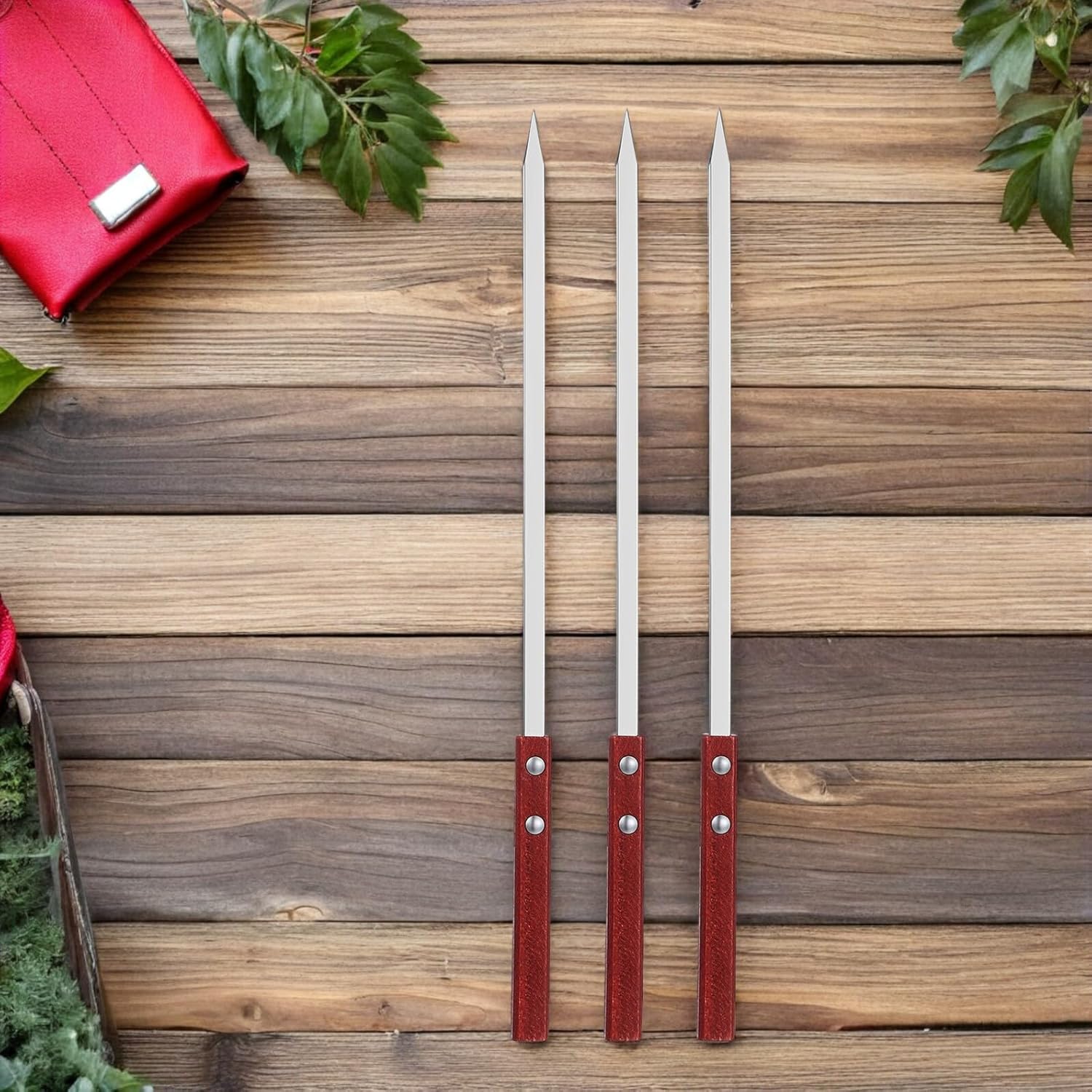 10pcs Stainless Steel Flat Barbecue Skewers 40cm Heavy-duty Grill Sticks for Meat and Vegetables Outdoor Bbq CampingNO.68