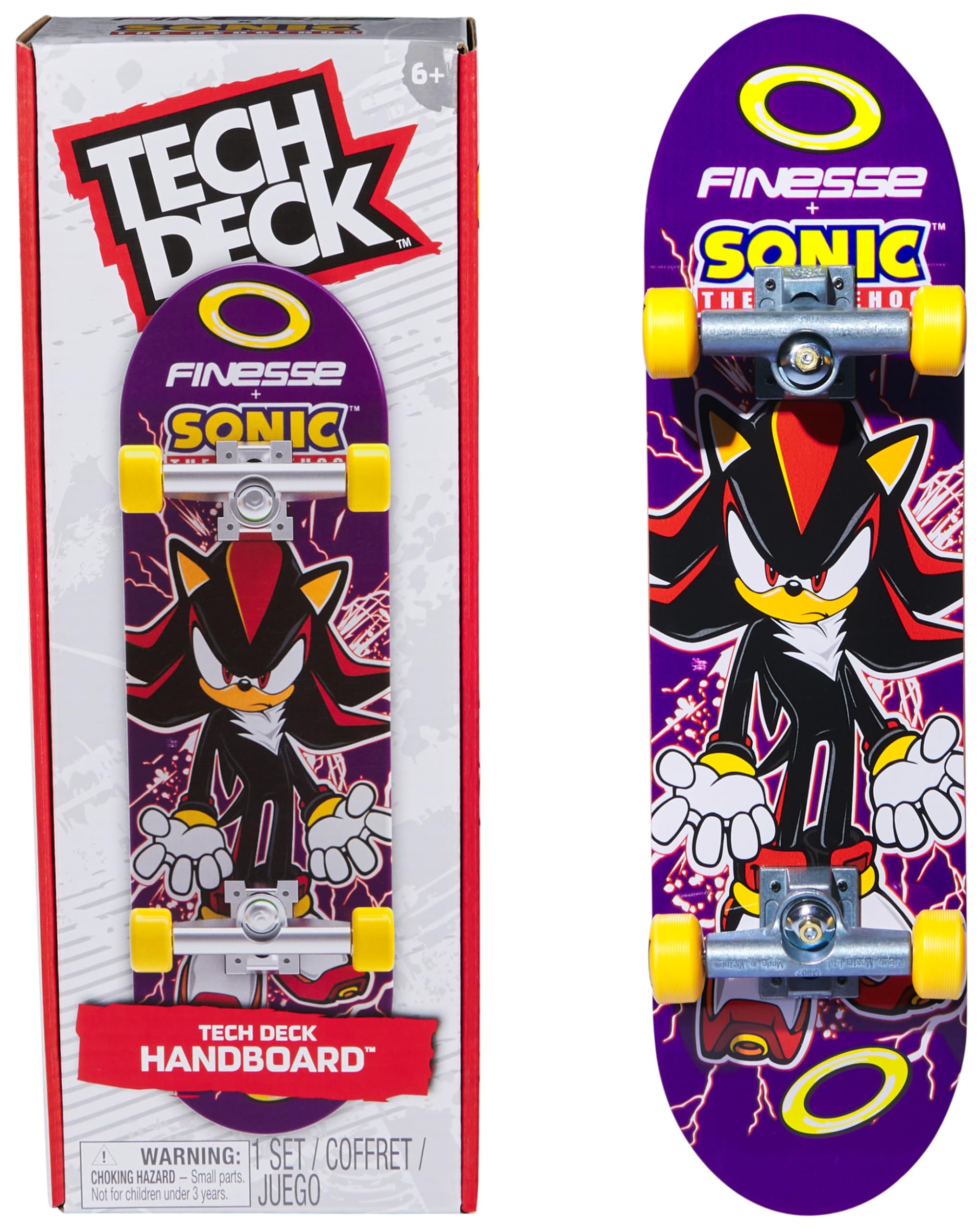 Finesse X Sonic the Hedgehog Handboard; Authentic Mini Skateboards, Kids’ Toys for Boys and Girls, Ages 6 and up (Hands Use Only)