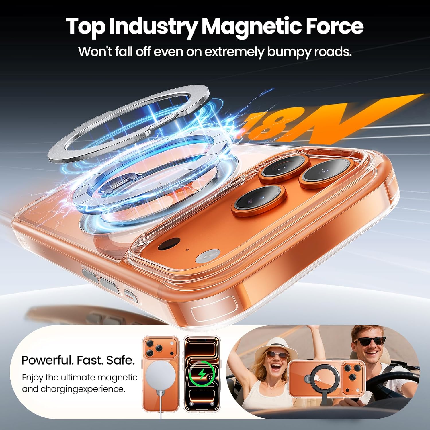 360°Ring Stand for iPhone 17 Pro Case with 1X Screen Protector +1X Camera Cover,Fit for MagSafe, Anti-Yellowing & Scratch-Resistant Back Phone Case for iPhone 17 Pro 6.3", Clear - Image 6