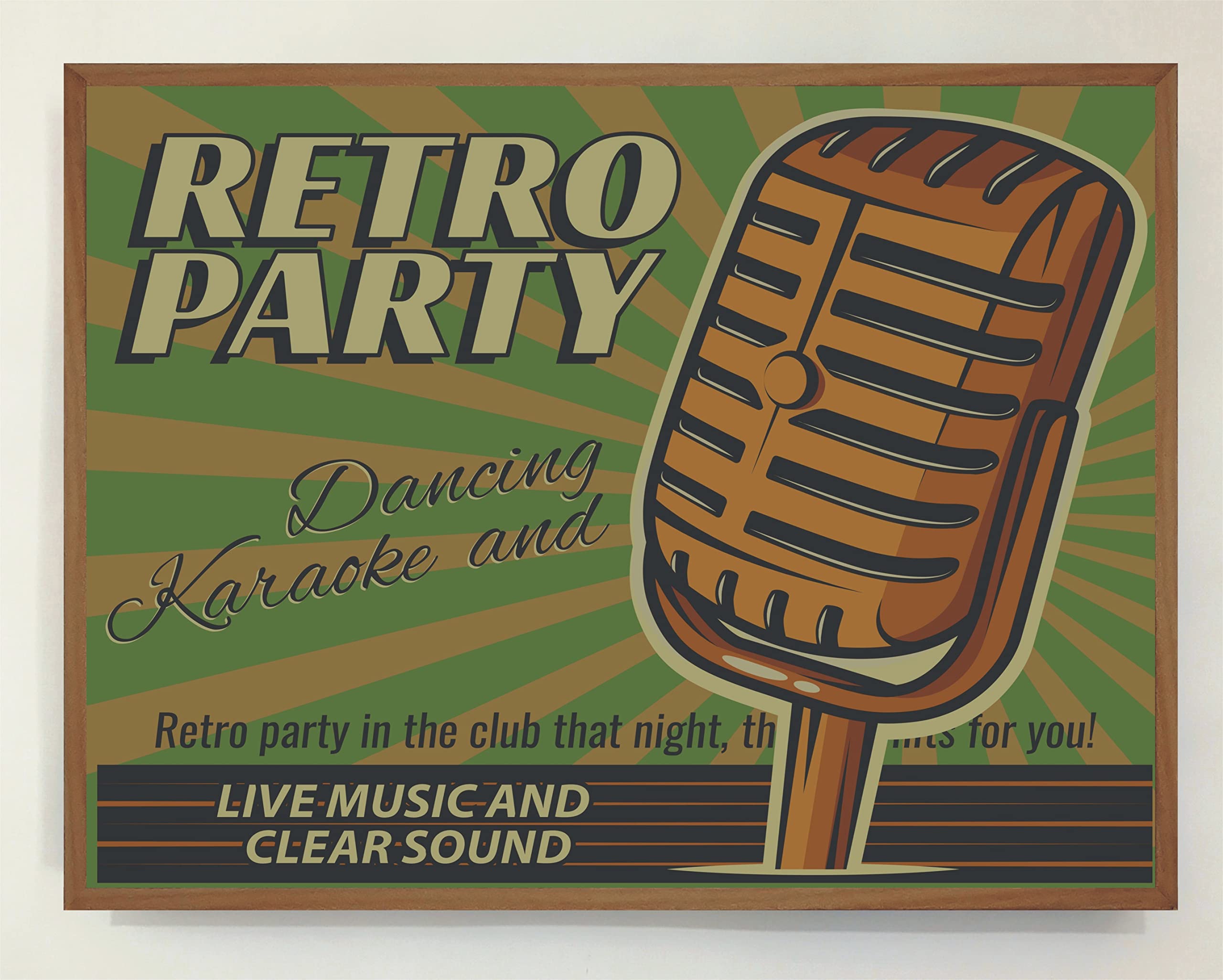 Cartel de Madera con Luz Leds Retro Party