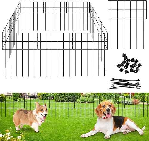 Paquete de 4 vallas de barrera de animales de 20 pulgadas de largo x 10 pulgadas de alto, cercado de jardín decorativo subterráneo con espacio de