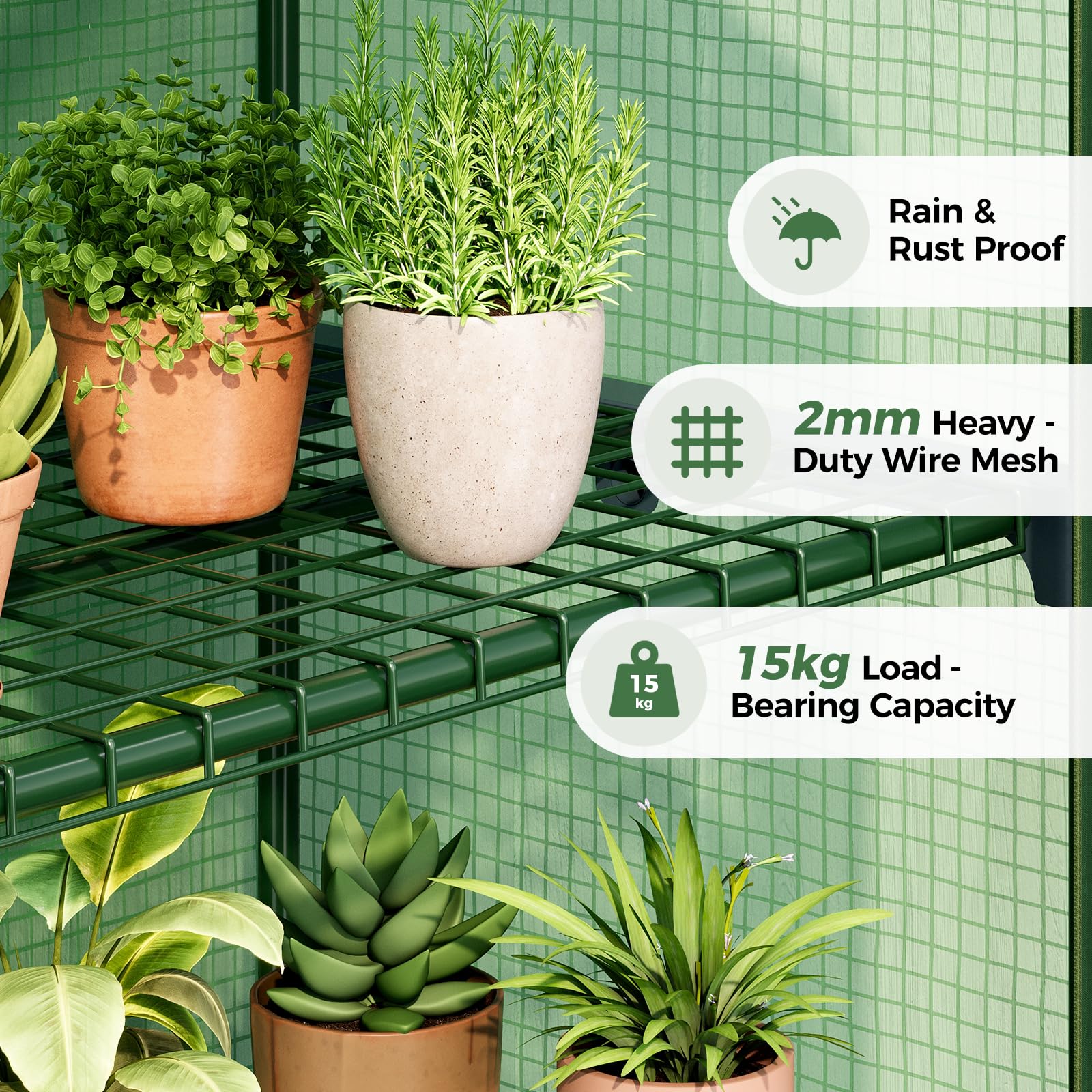 Bamworld Serra da Balcone, Mini Serra 4 Ripiani Portatile con Rivestimento in PE per Piante, Serra per Terrazzo Giardino Invernale, Serra da Balcone per Erbe Aromatiche Fiori con Protezione Antivento