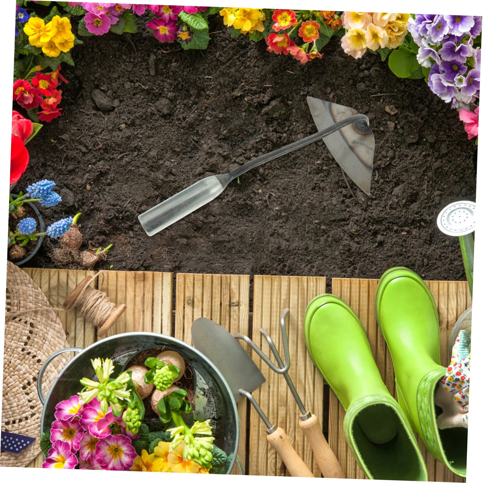 Rastrillo de pala de deshierbe pequeña azada de mano herramienta de jardinería azada de jardinería de acero jardineria jardinerad Excavar azada vegetal manejar azada Acero carbono Gogogmee