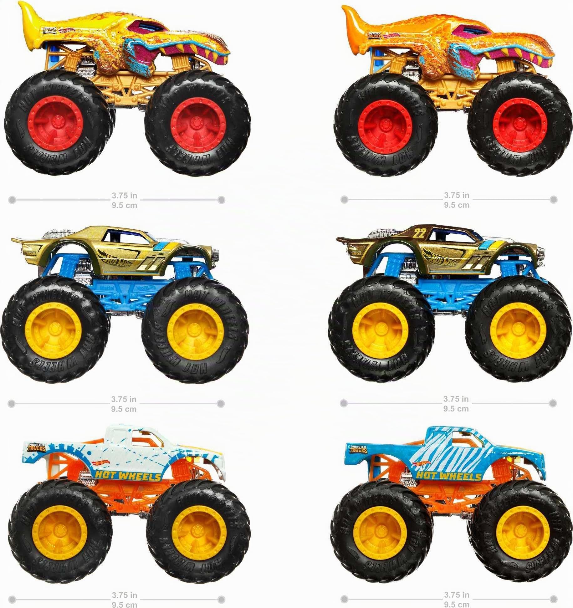 Hot Wheels Monster Trucks Color Shifters Pack 3 Coches de Juguete Que cambian de Color con Agua, +4 años (Mattel HGX20)