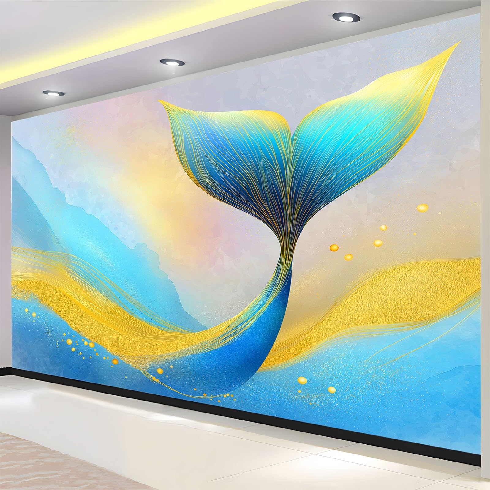 Niestandardowa fototapeta 3D, 200 x 140 cm, fantazyjna sztuka, syrenka, mural, gruba włóknina, niebieska tapeta do salonu, tło telewizyjne