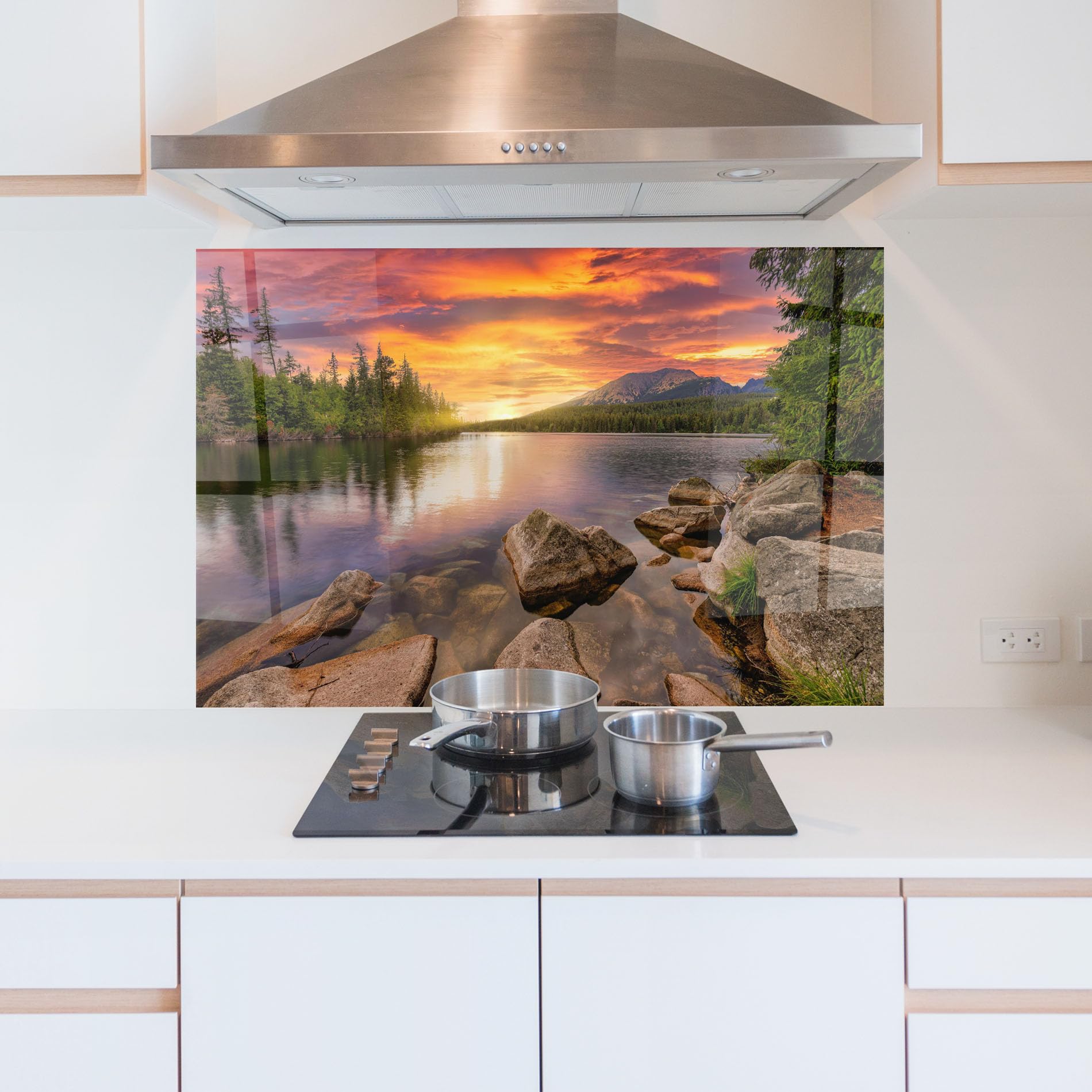 ARTHUB® Crédence de Cuisine en Verre 50x70 cm, Tatra View | Protection Contre Les éclaboussures, Revêtement Mural en Carreaux, Plaque en Verre, Verre trempé, Paysages, Montagnes