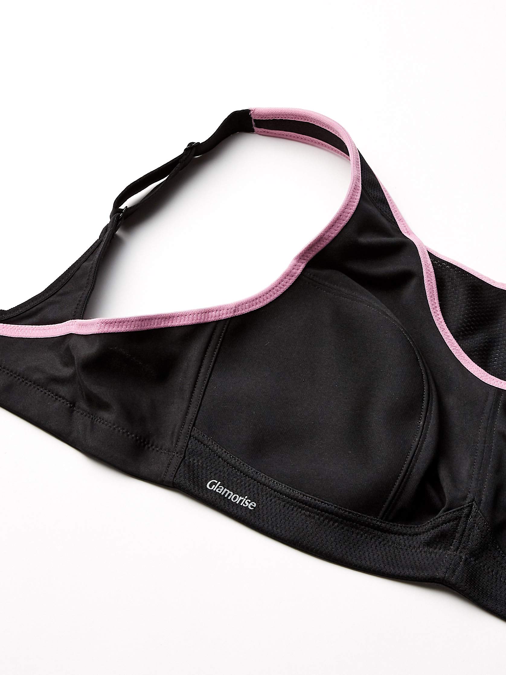Glamorise Damski biustonosz sportowy bez odbijania bez fiszbin bez fiszbin biustonosz sportowy, Czarny, 95B