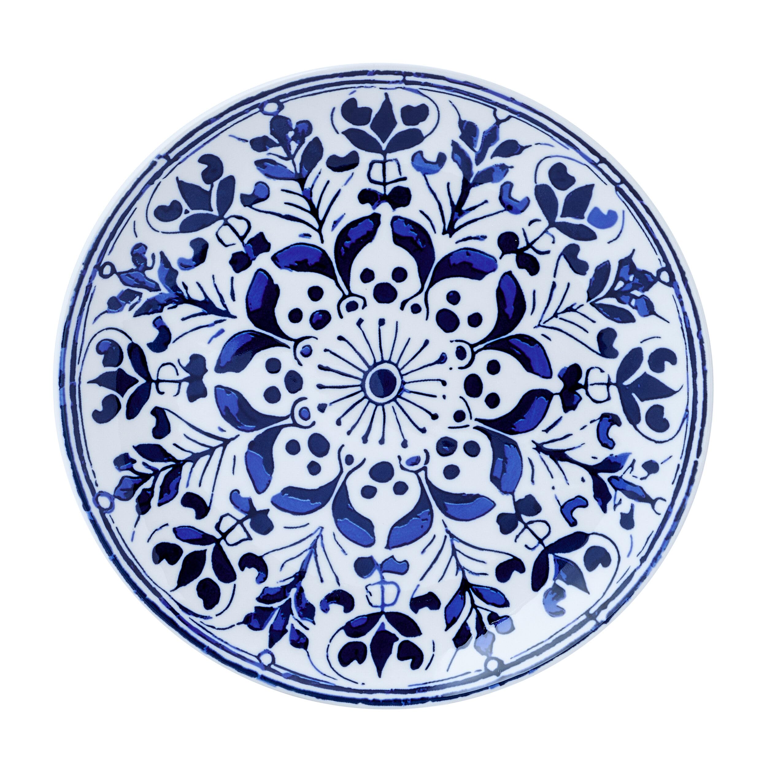 Pfaltzgraff Medallion Radiance 12-teiliges Geschirrset aus Steingut, Teller und Schüssel, Service für 4 Personen, Blau