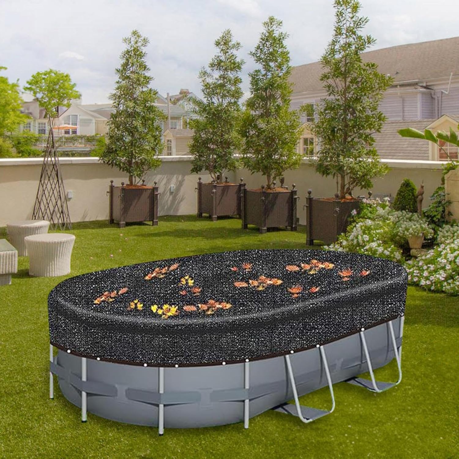 スイミングプールデブリネット - 細かいメッシュスキマーツール、デュラブルリーフキャッチャー|大容量のメッシュトラップバグと​​小枝