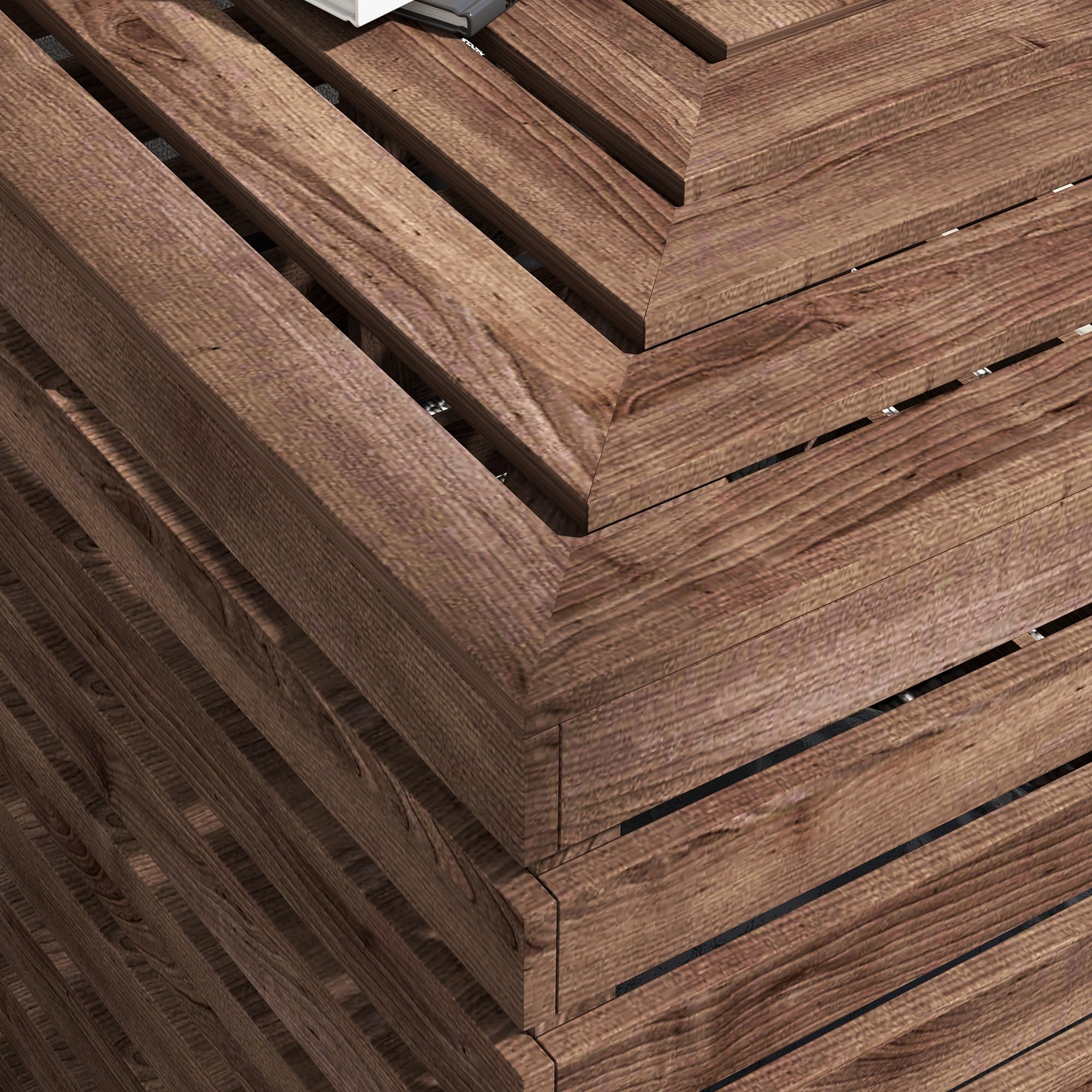 Outsunny Tavolino portaoggetti esterno 3 in 1 per base ombrellone, in legno, copripiede da ombrellone, dim. 50 x 50 x 50 cm, marrone
