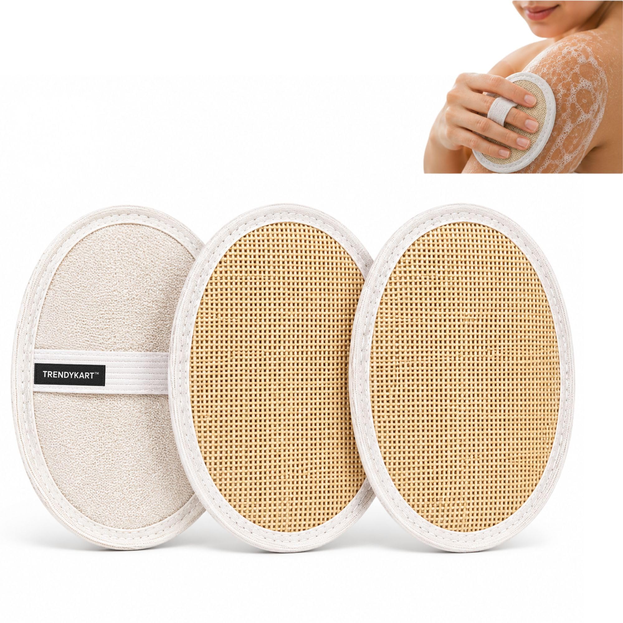Jute Loofah Bath Scrubber for Body | Natural Exfoliating Bath Sponge | Reusable Shower Scrub Pad with Hand Strap | Soft Body Cleaning Loofah | Pack of 3-picture-30