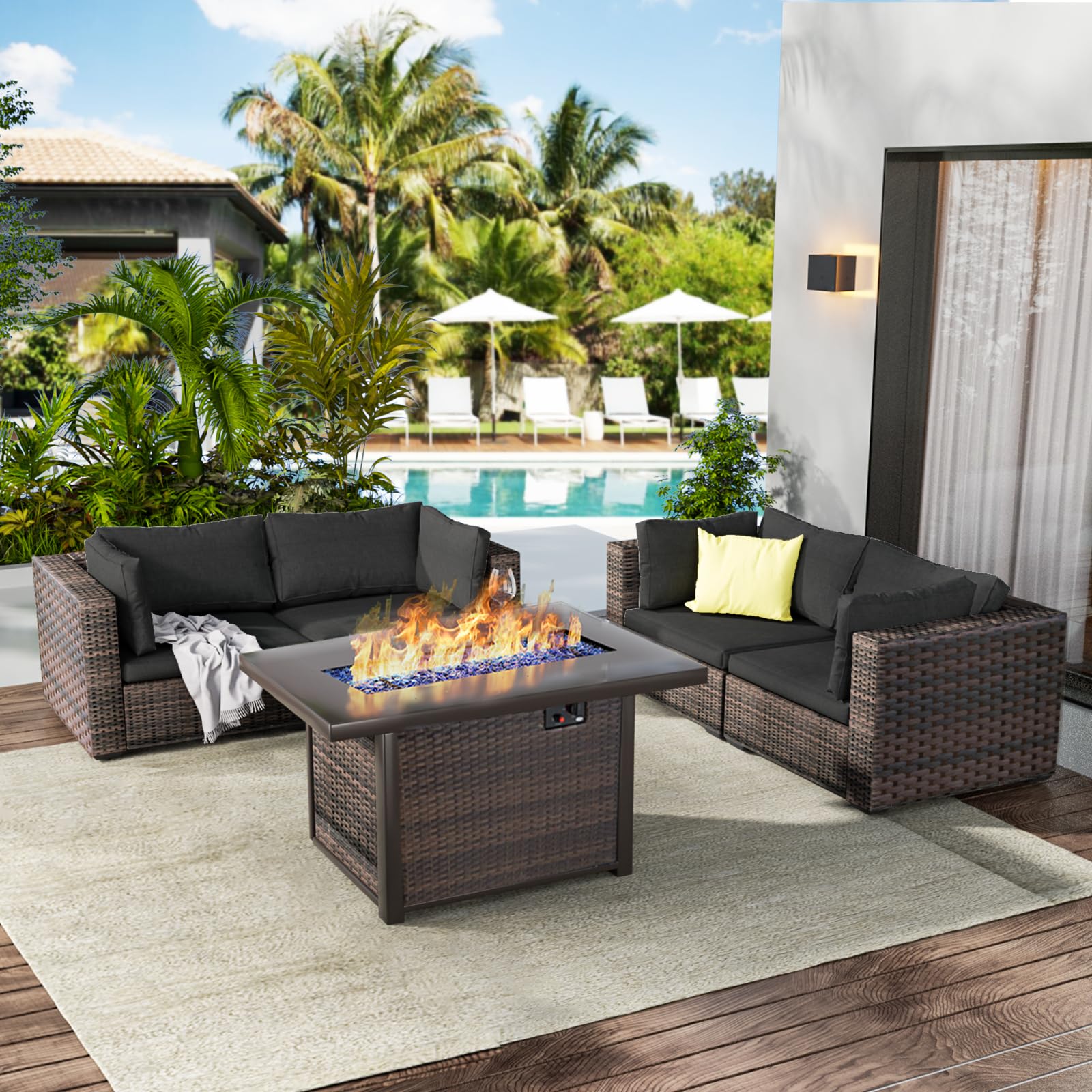 Fire Pit Wicker Patio Set Walmart Outdoor Sofa Cover PHI VILLA 13